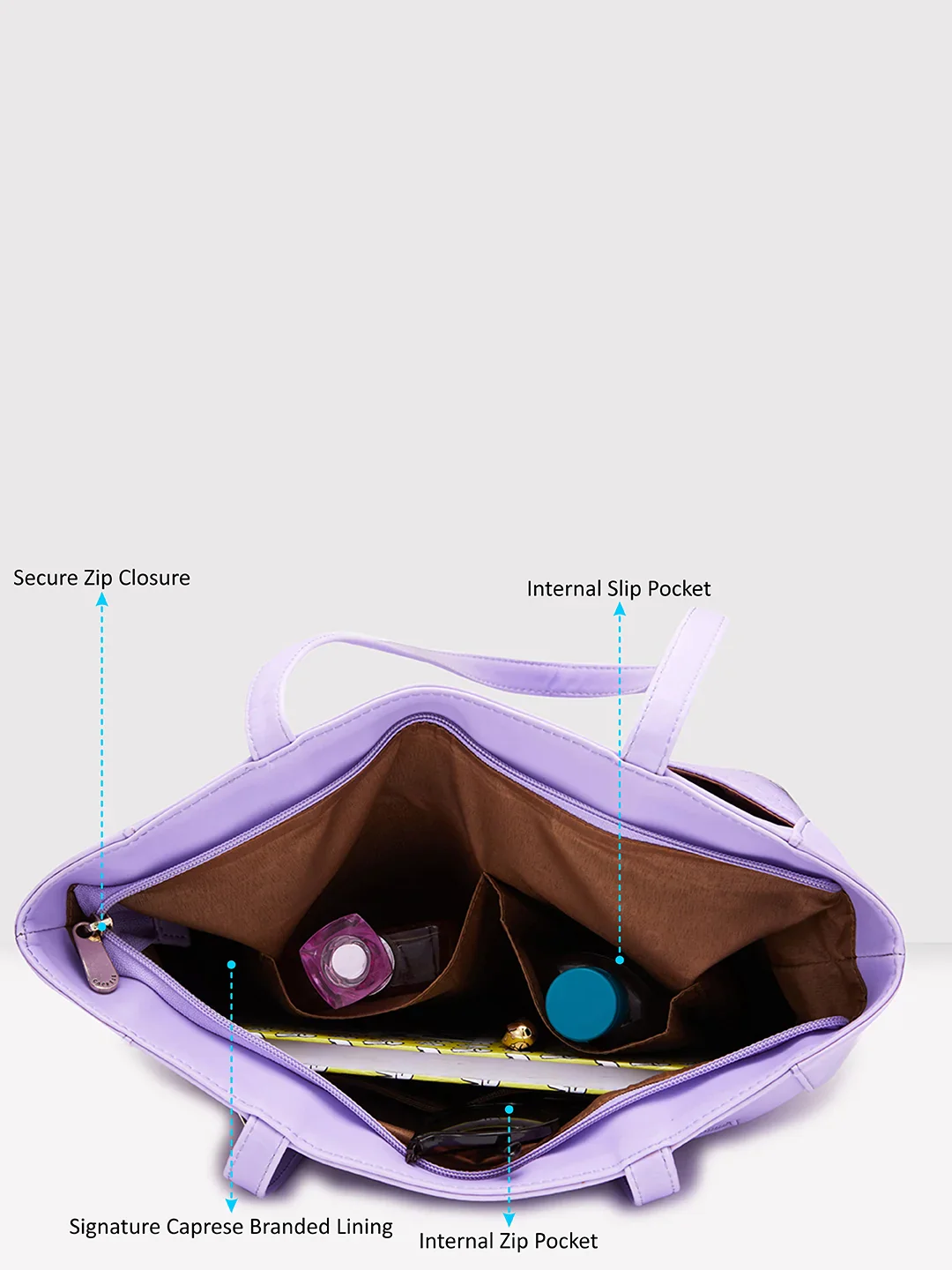 Caprese Avalon Small Lilac Tote Bag - Image 8