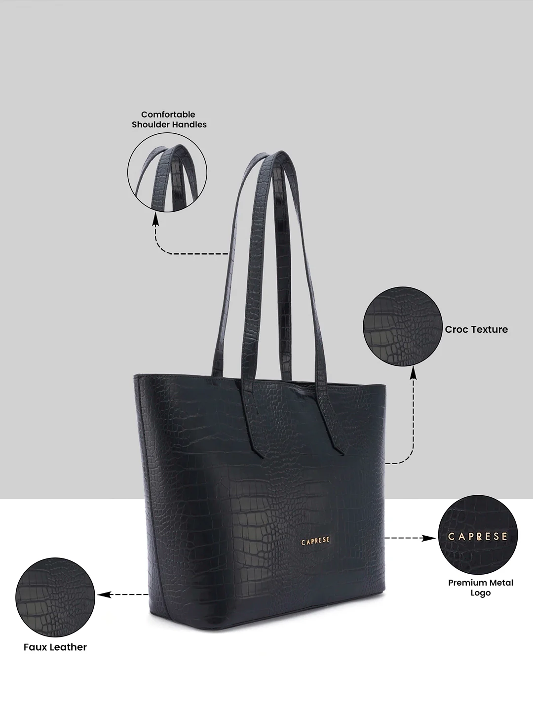 Caprese Aza Large Black Laptop Tote Bag - Image 18