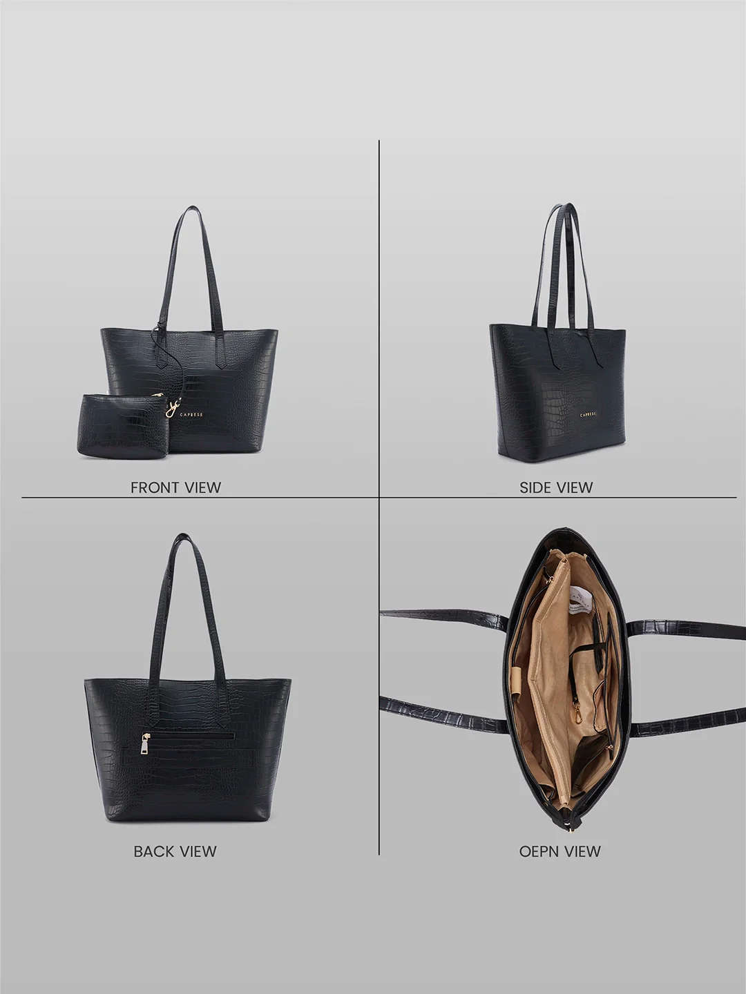 Caprese Aza Large Black Laptop Tote Bag - Image 5