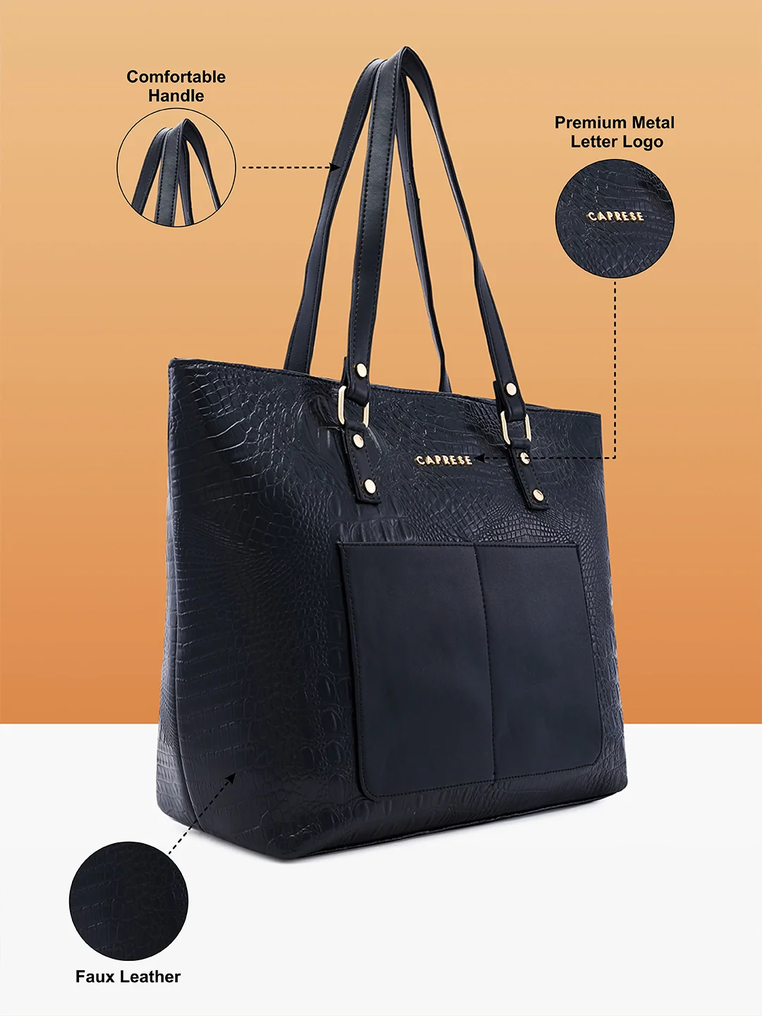 Caprese Azzura Large Black Laptop Bag - Image 3