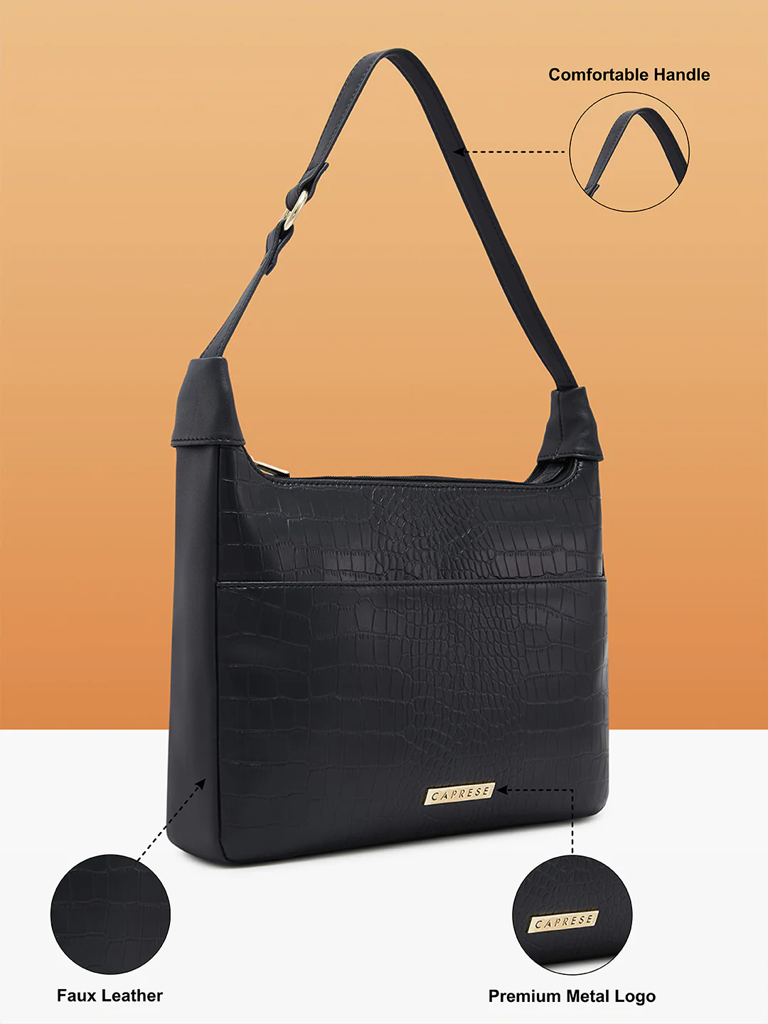 Caprese Azzura Medium Black Hobo Bag - Image 5