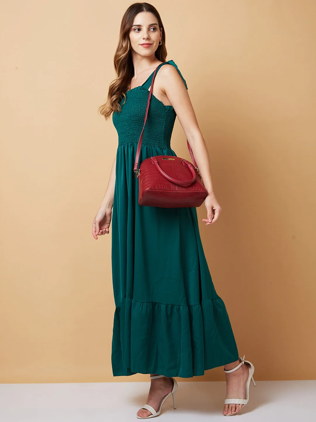 Caprese Azzura Small Maroon Satchel Bag - Image 8