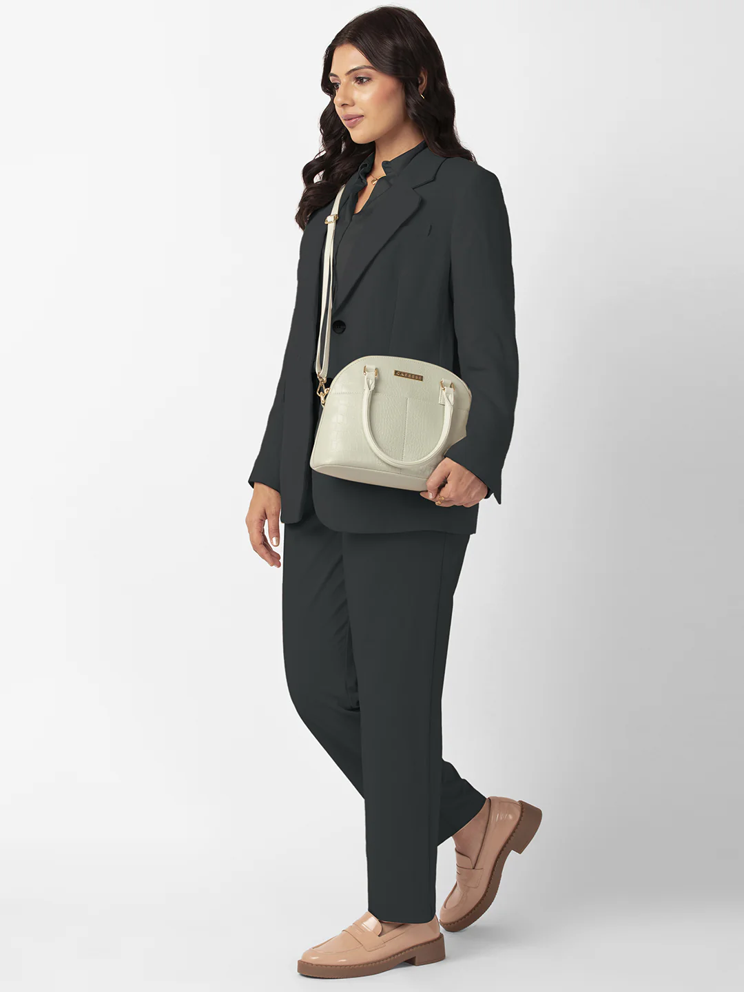 Caprese Azzura Small Sage Green Satchel Bag - Image 7