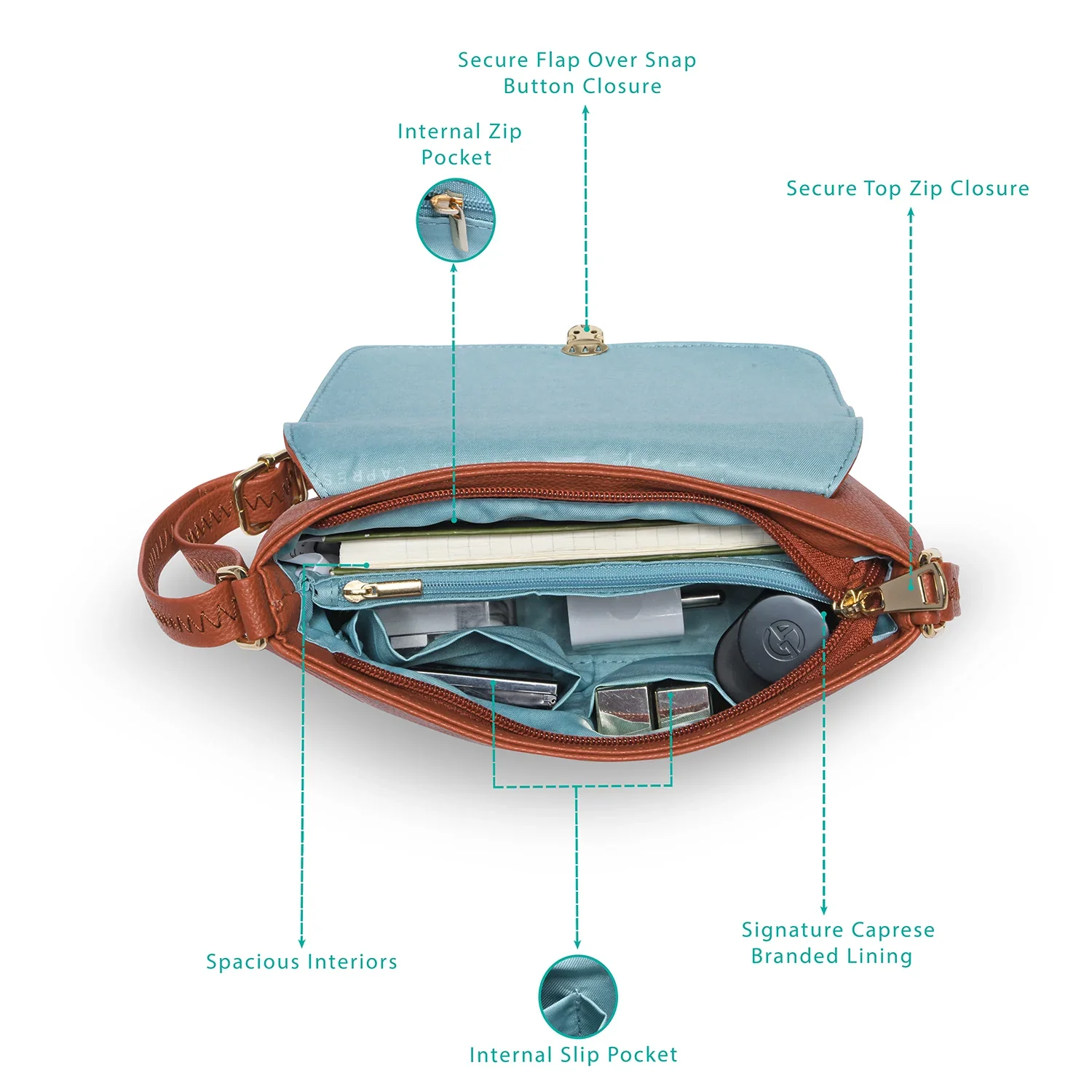 Caprese Bailey Medium Saddle Sling Bag - Image 4