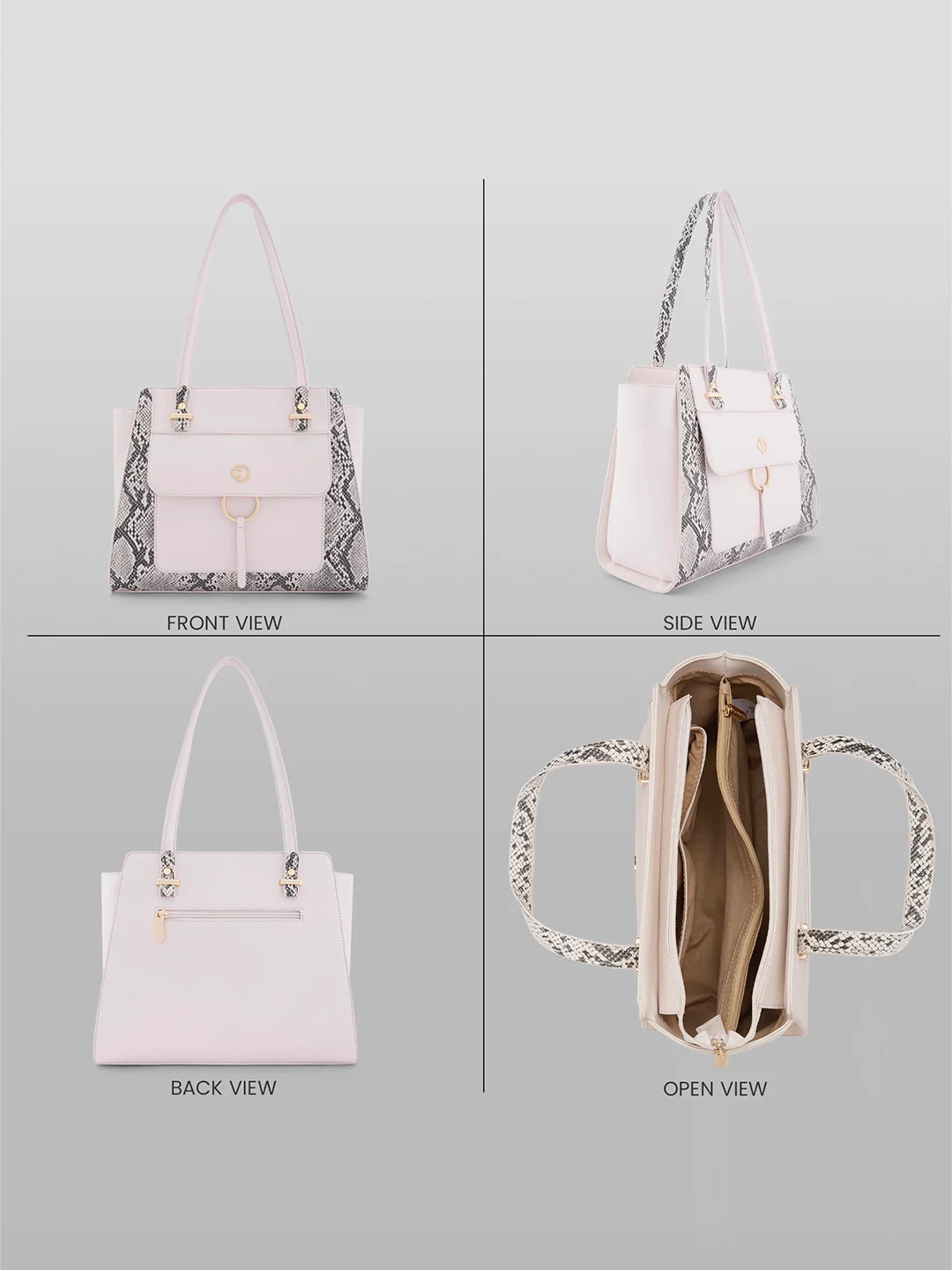 Caprese Bambi Large Beige Satchel Bag - Image 4