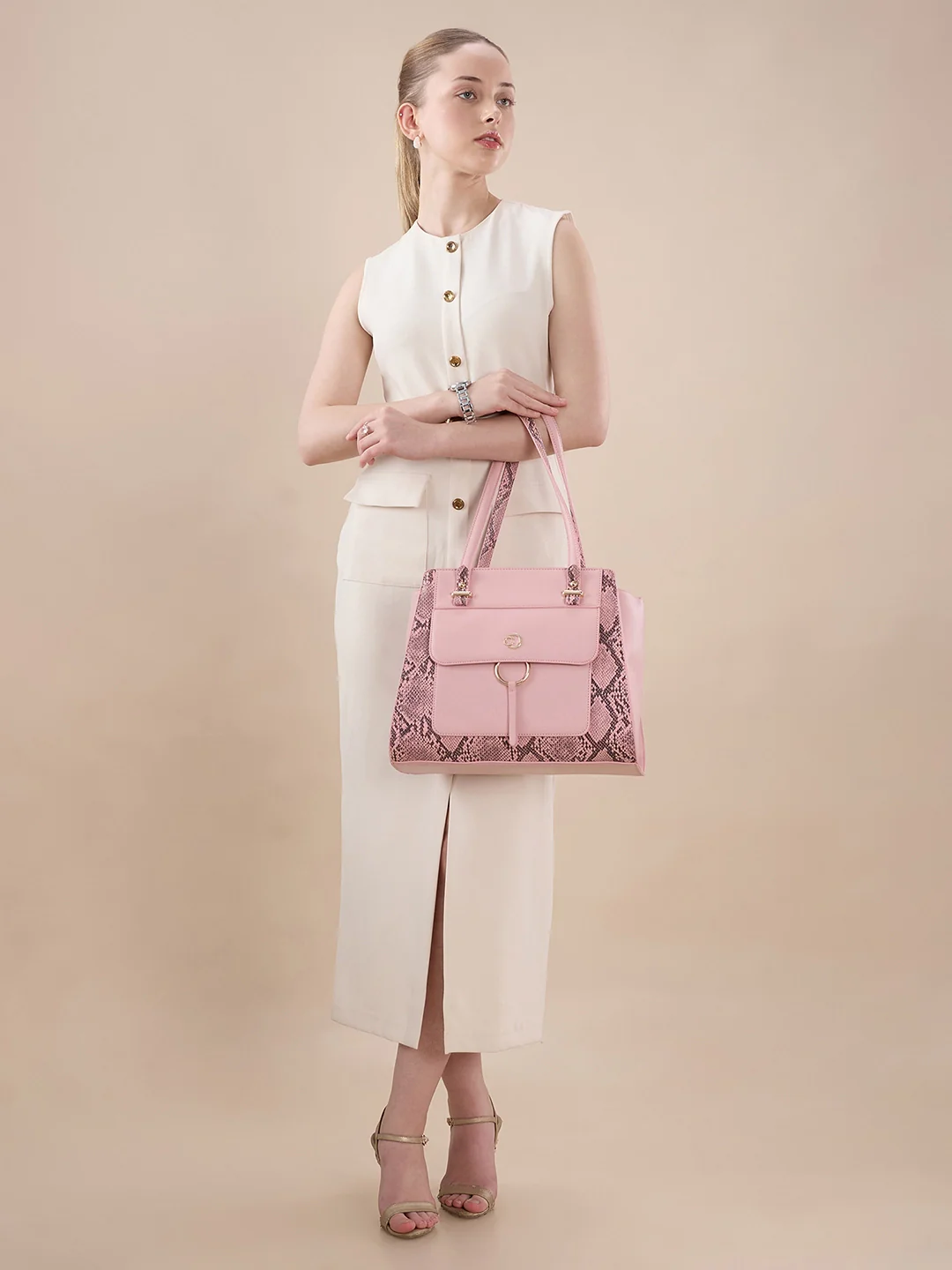 Caprese Bambi Large Blush Satchel Bag - Image 12