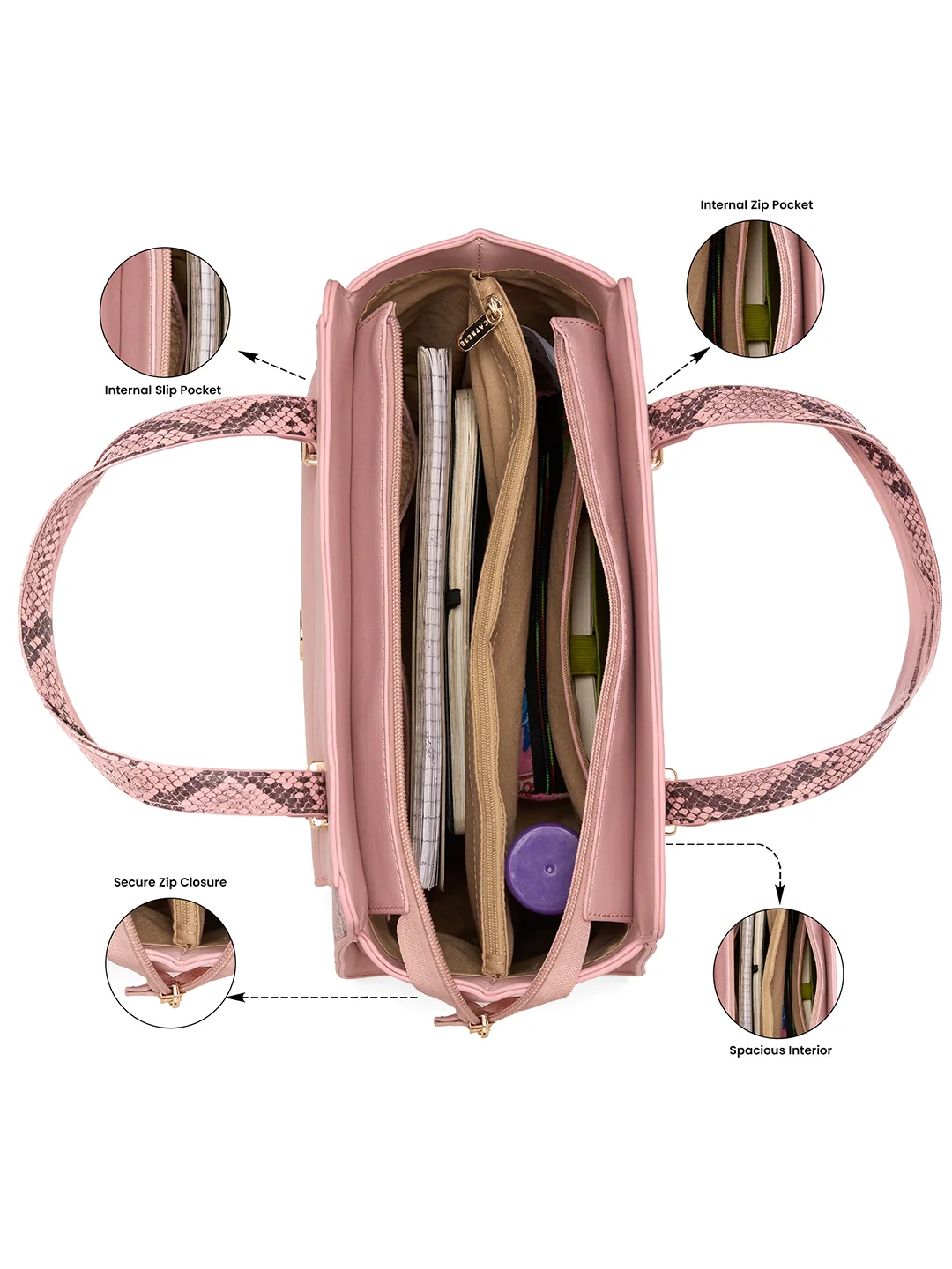 Caprese Bambi Large Blush Satchel Bag - Image 5