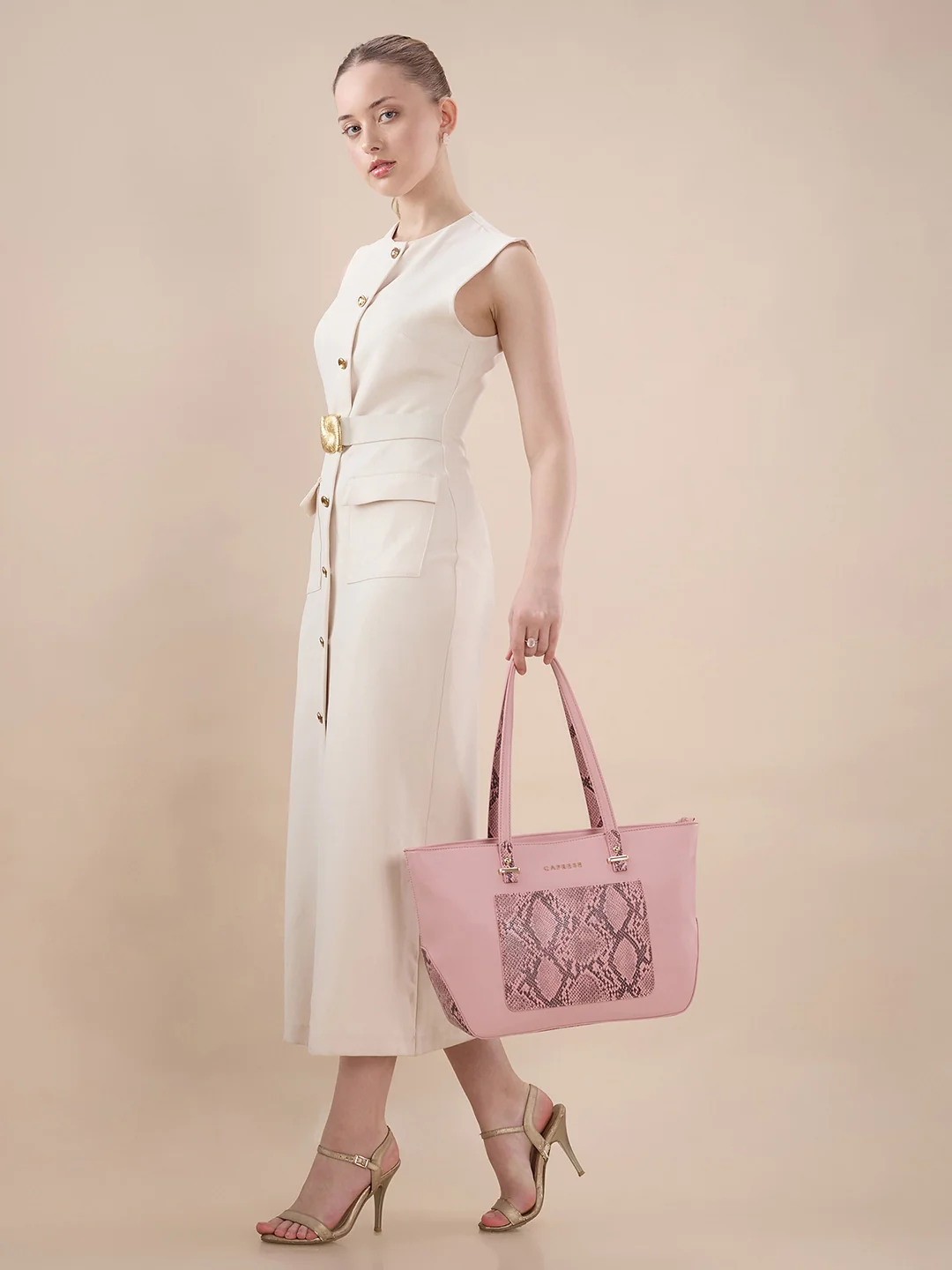 Caprese Bambi Large Blush Tote Bag - Image 11