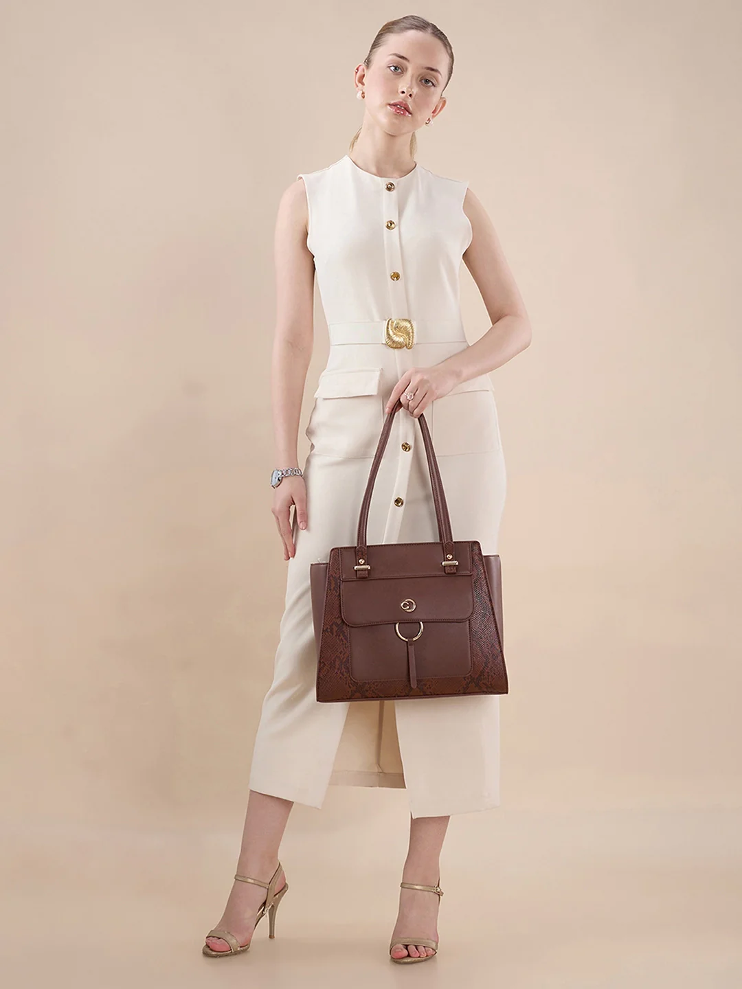 Caprese Bambi Large Brown Satchel Bag - Image 12