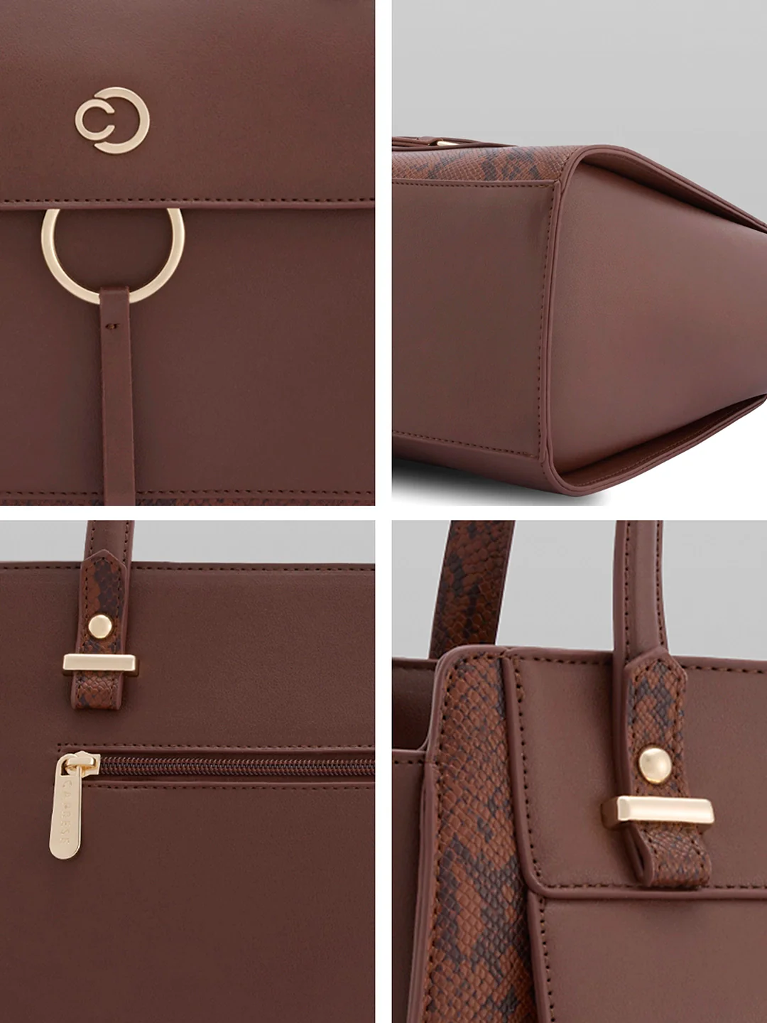 Caprese Bambi Large Brown Satchel Bag - Image 3