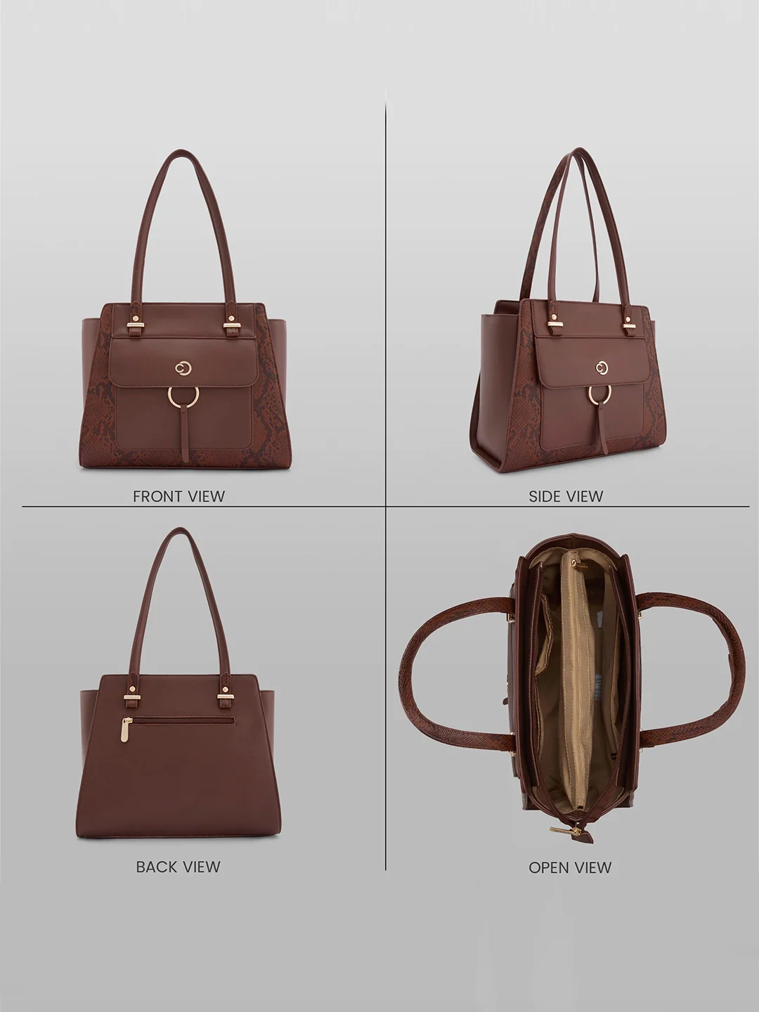 Caprese Bambi Large Brown Satchel Bag - Image 4