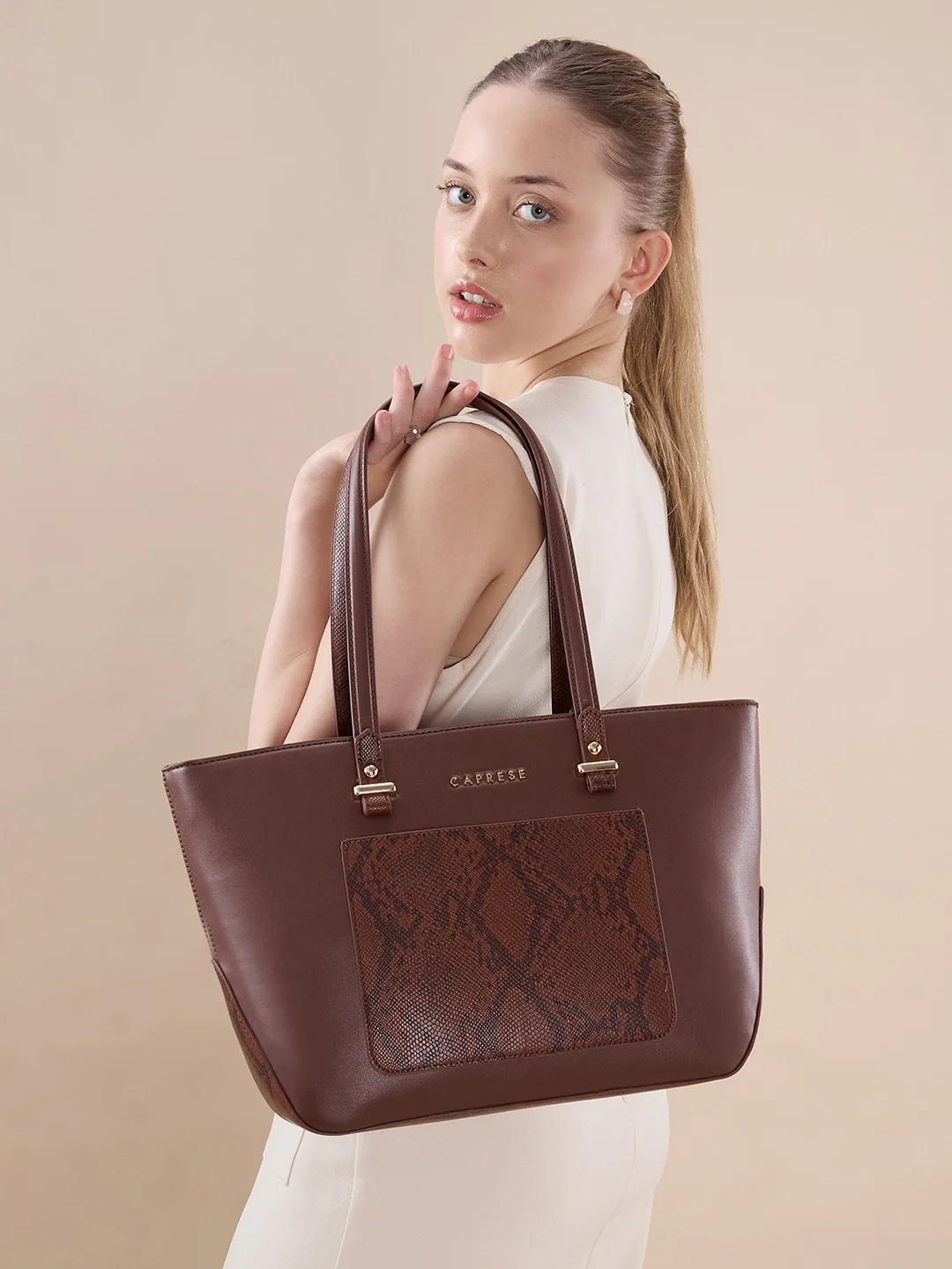 Caprese Bambi Large Brown Tote Bag - Image 11