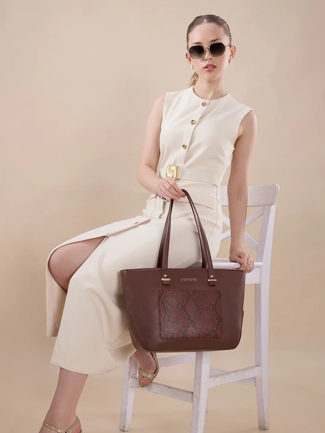 Caprese Bambi Large Brown Tote Bag - Image 12