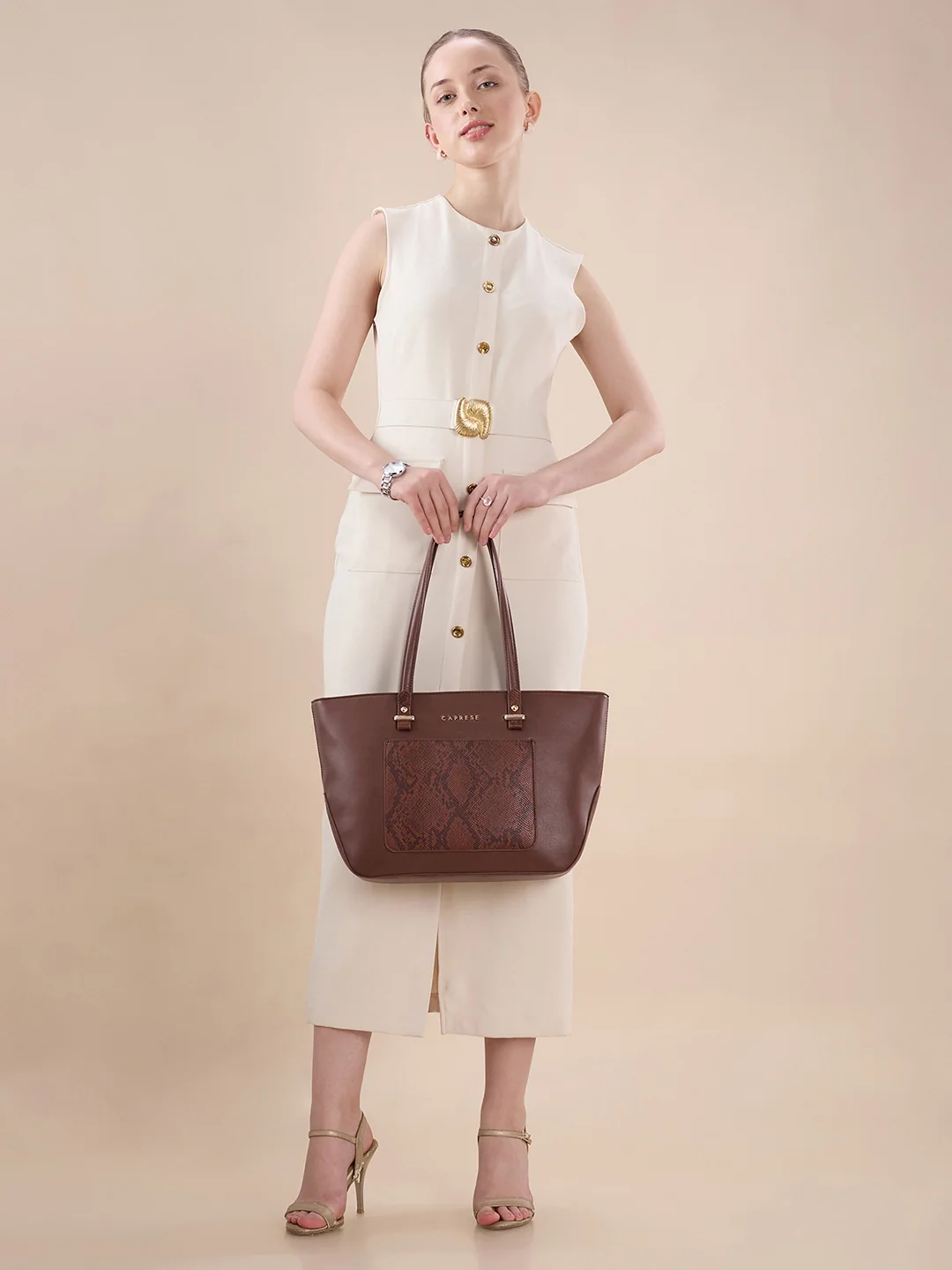 Caprese Bambi Large Brown Tote Bag - Image 2