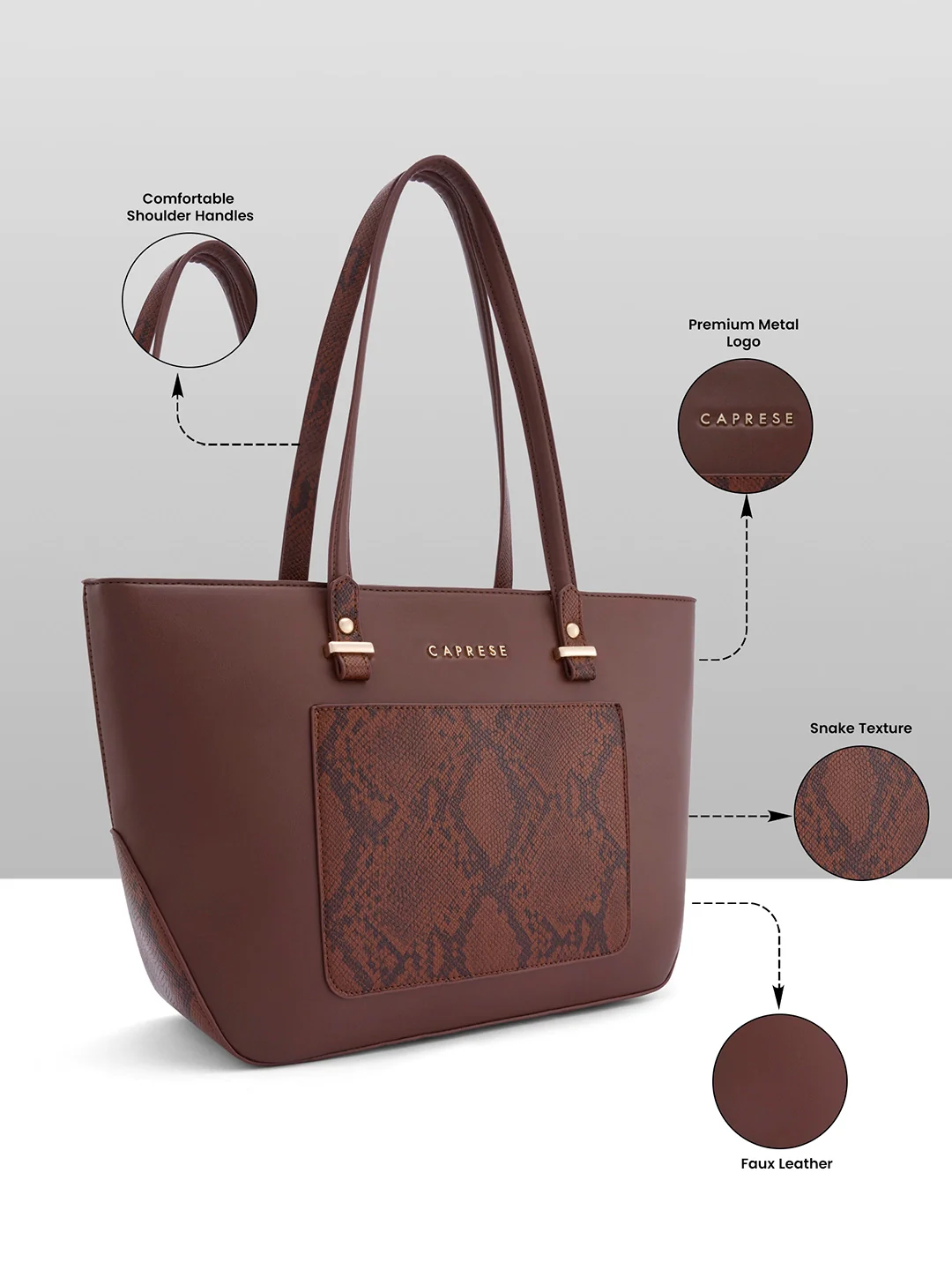Caprese Bambi Large Brown Tote Bag - Image 6