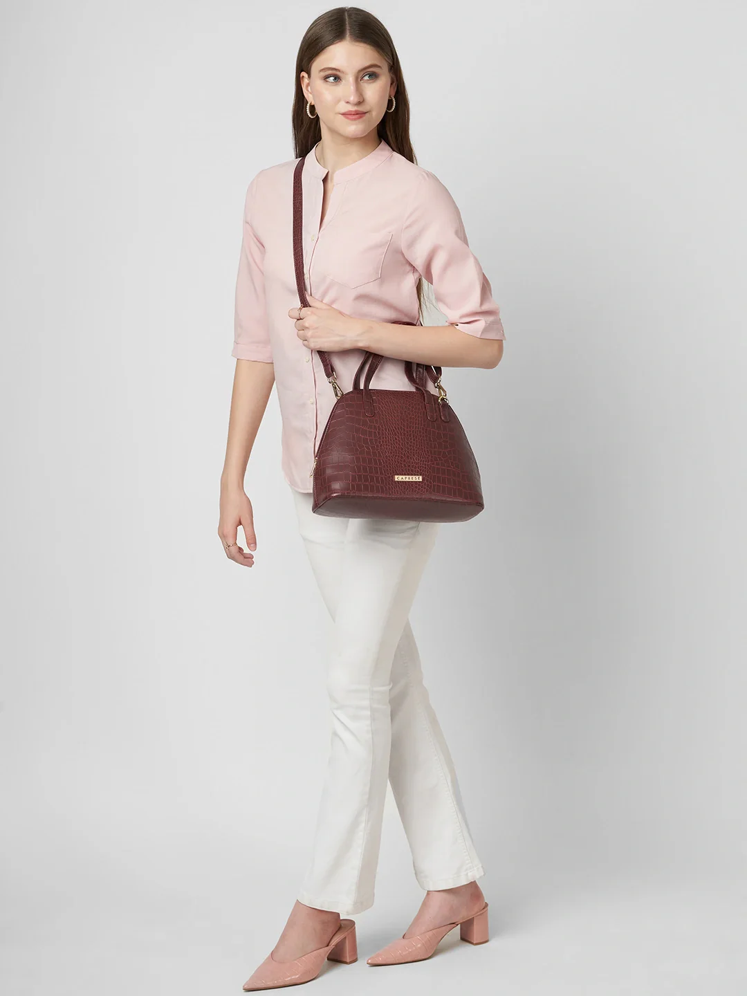 Caprese Basil Medium Cherry Red Satchel Bag - Image 8