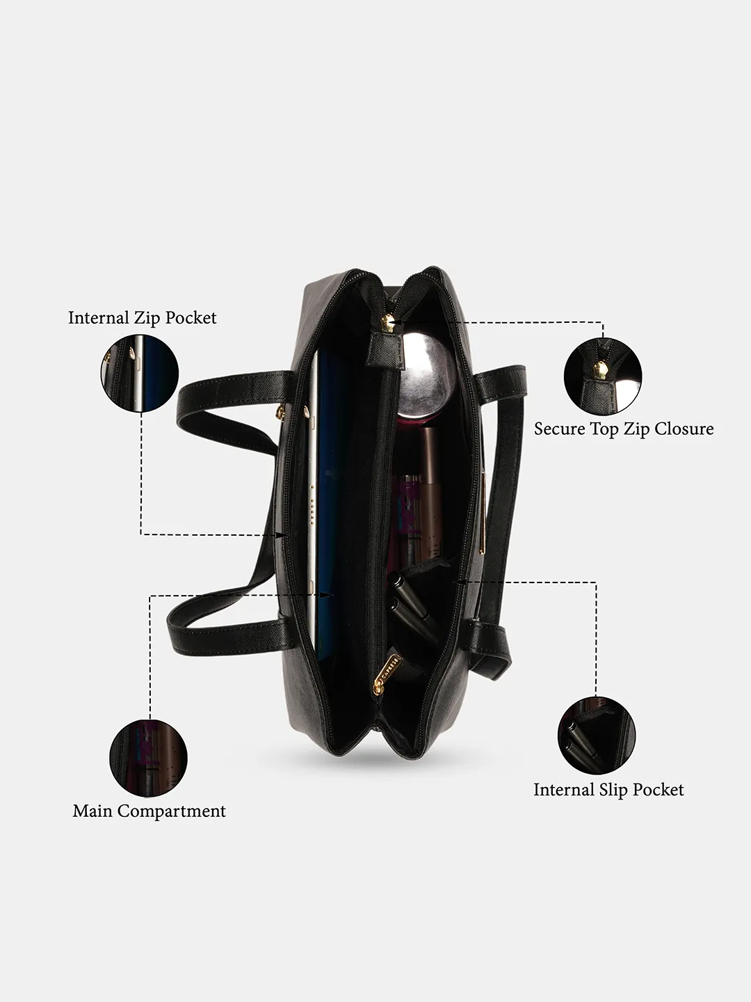 Caprese  Basil Small Black Tote Bag - Image 7