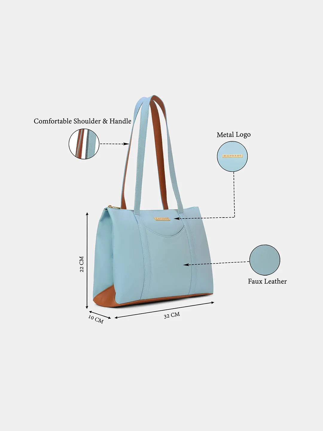 Caprese  Basil Small Powder Blue Tote Bag - Image 8