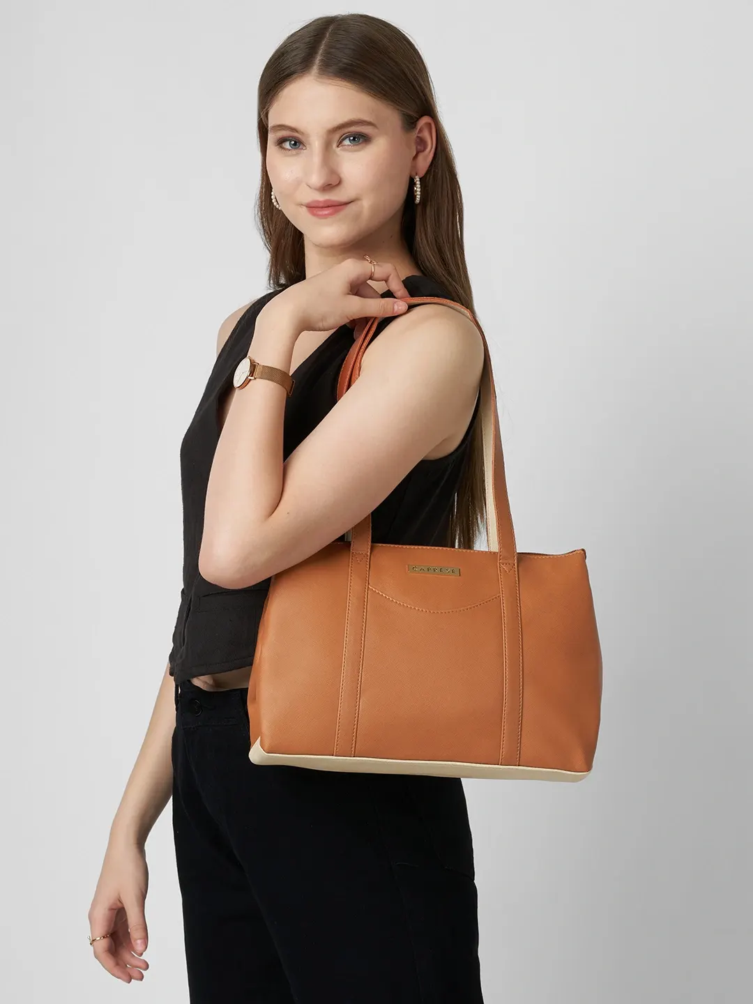 Caprese Basil Small Tan Tote Bag - Image 2