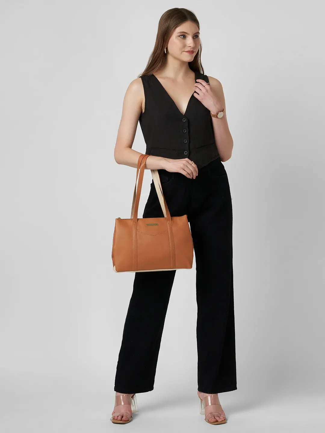 Caprese Basil Small Tan Tote Bag - Image 9
