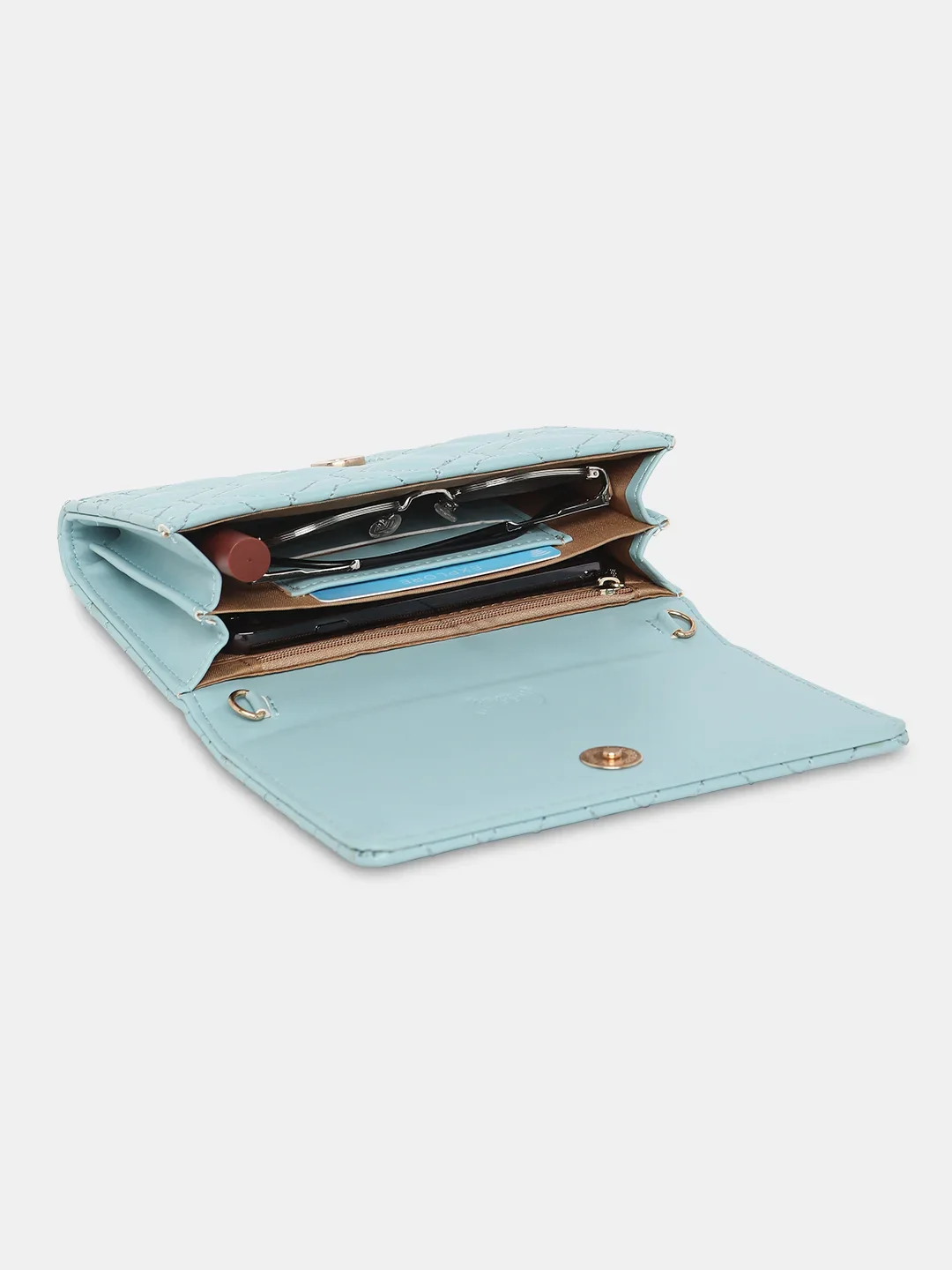 Caprese Berdine Large Blue Flapover Wallet - Image 11