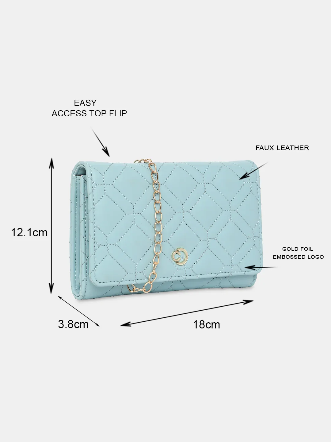 Caprese Berdine Large Blue Flapover Wallet - Image 12