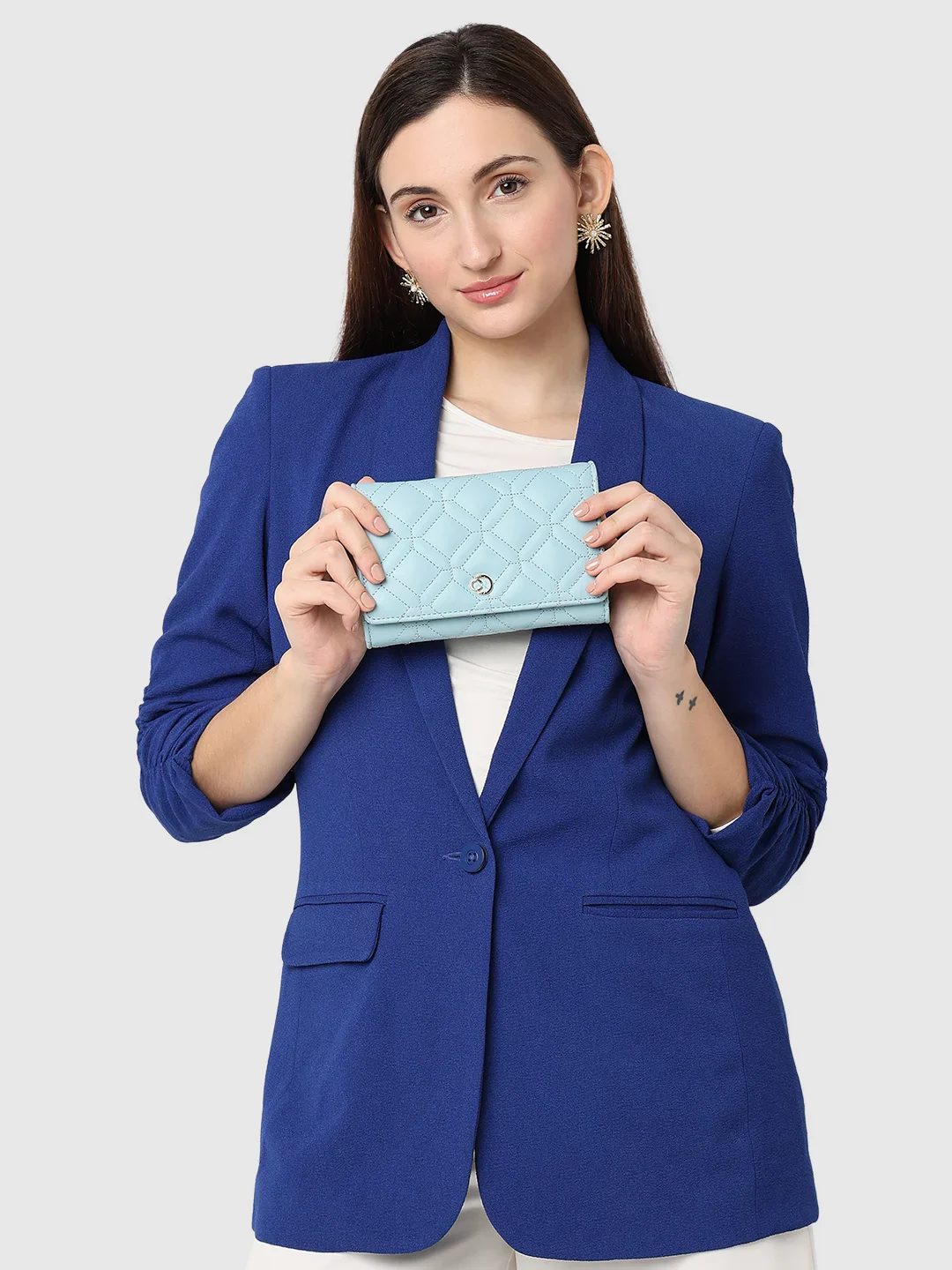 Caprese Berdine Large Blue Flapover Wallet - Image 3