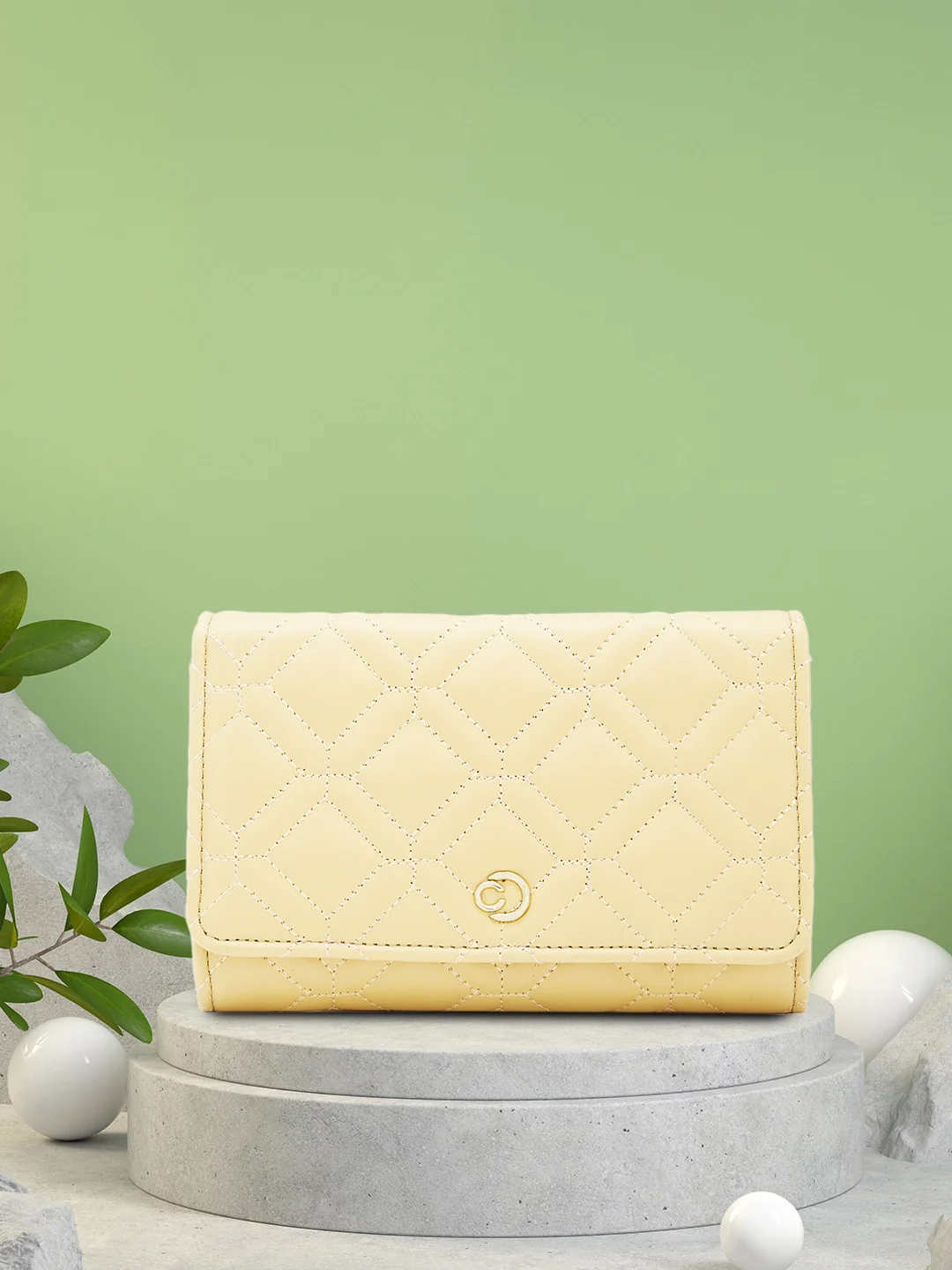 Caprese Berdine Large Light Yellow Flapover Wallet - Image 3