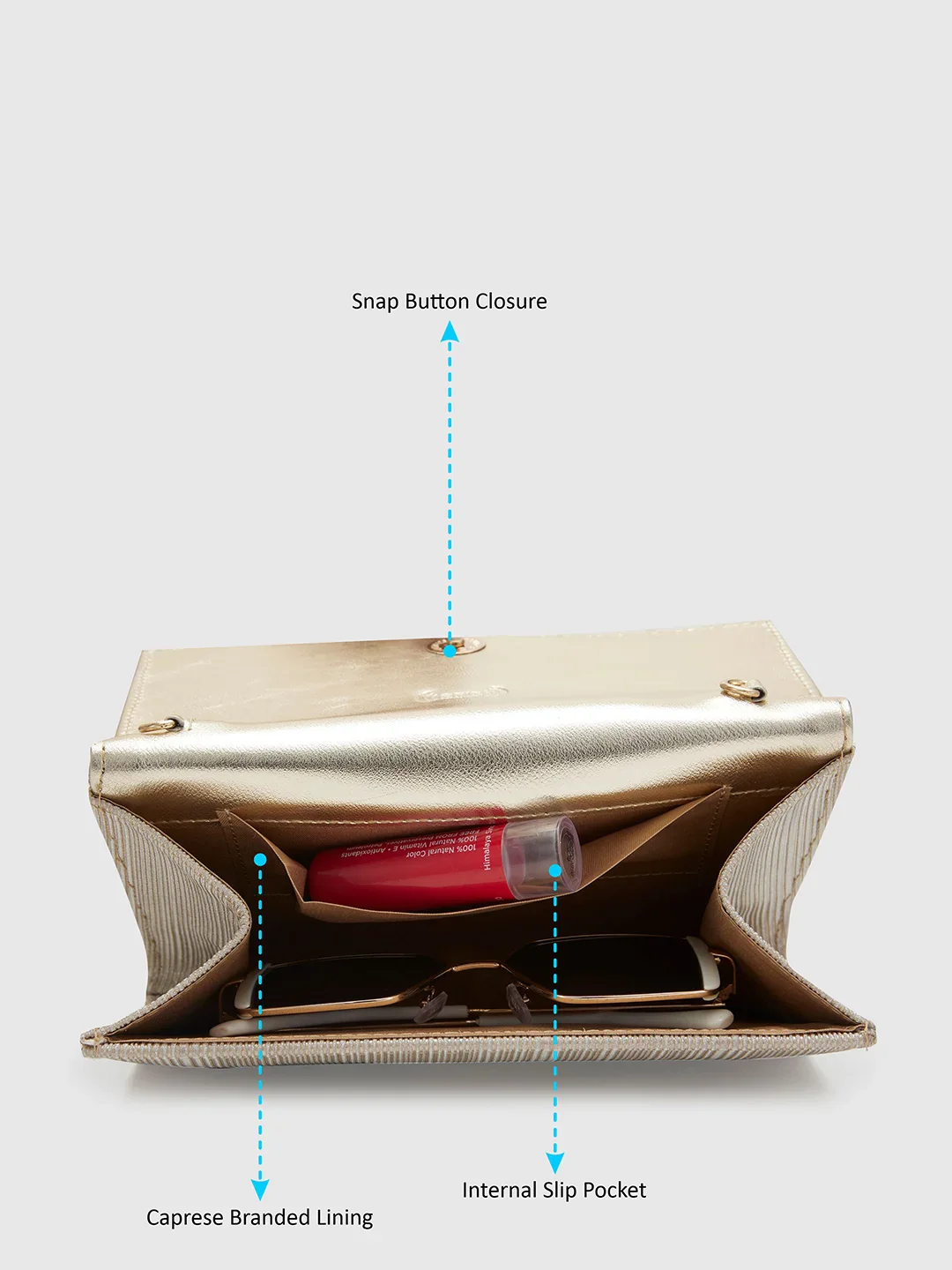 Caprese Bertha Medium Light Gold Clutch - Image 6