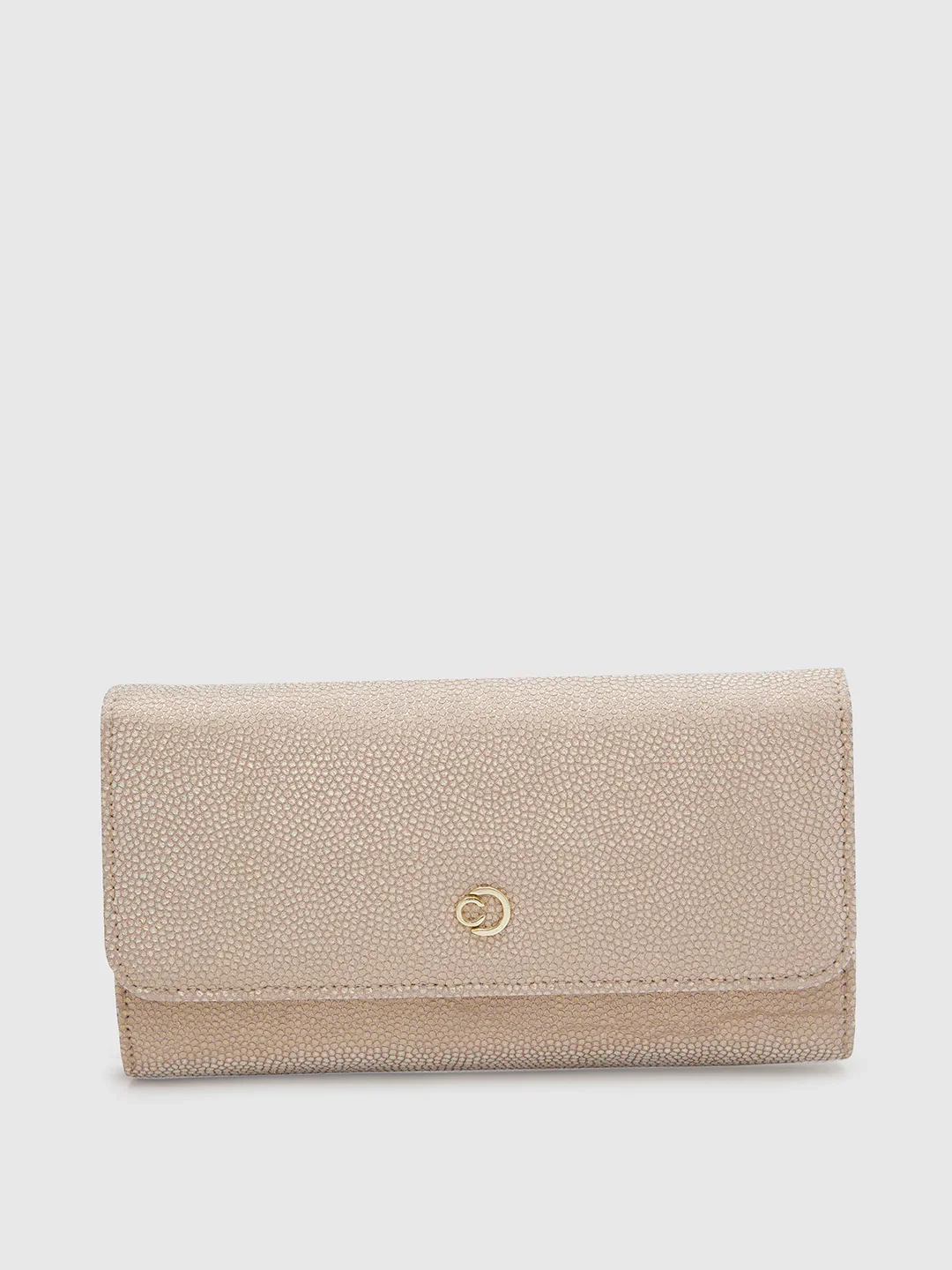 Caprese Betty Large Light Gold Flapover Clutch