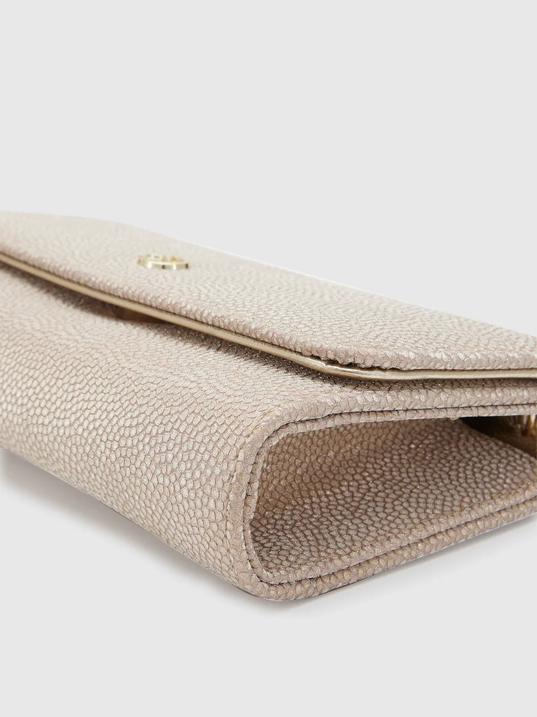 Caprese Betty Large Light Gold Flapover Clutch - Image 7