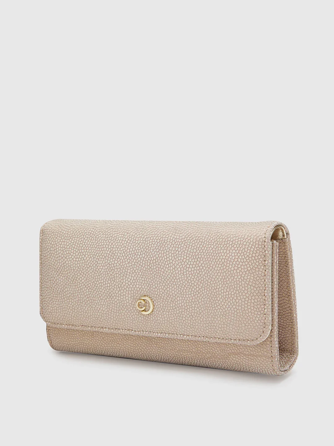 Caprese Betty Large Light Gold Flapover Clutch - Image 8
