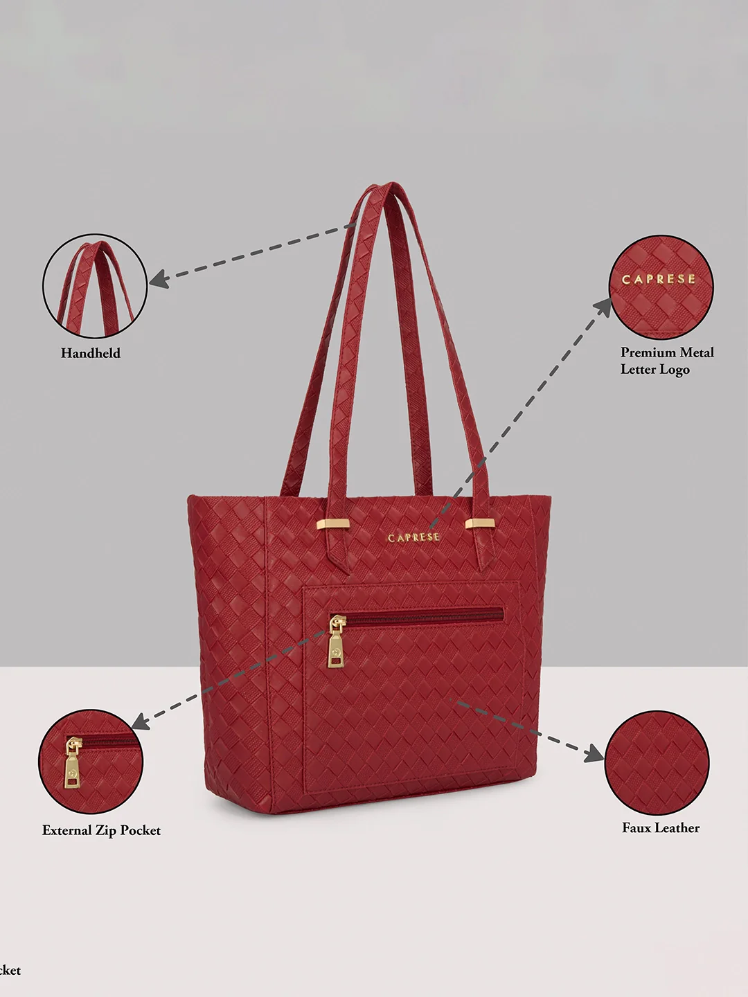 Caprese Birdy Medium Cherry Red Tote Bag - Image 14
