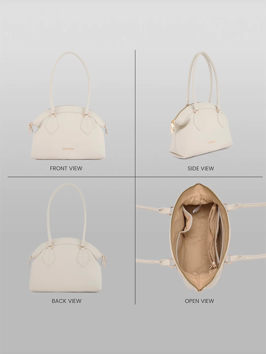 Caprese Biskit Large Beige Satchel Bag - Image 9