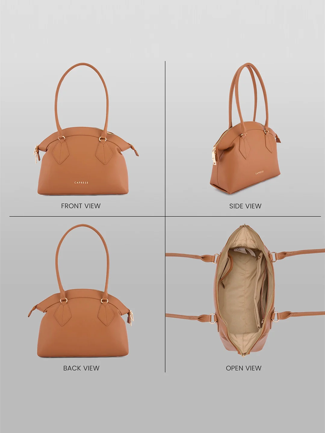 Caprese Biskit Large Tan Satchel Bag - Image 9