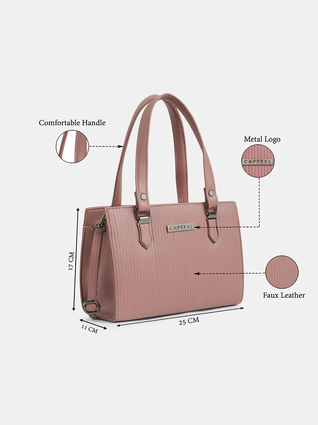 Caprese Blake Small Powder Pink Satchel Bag - Image 3