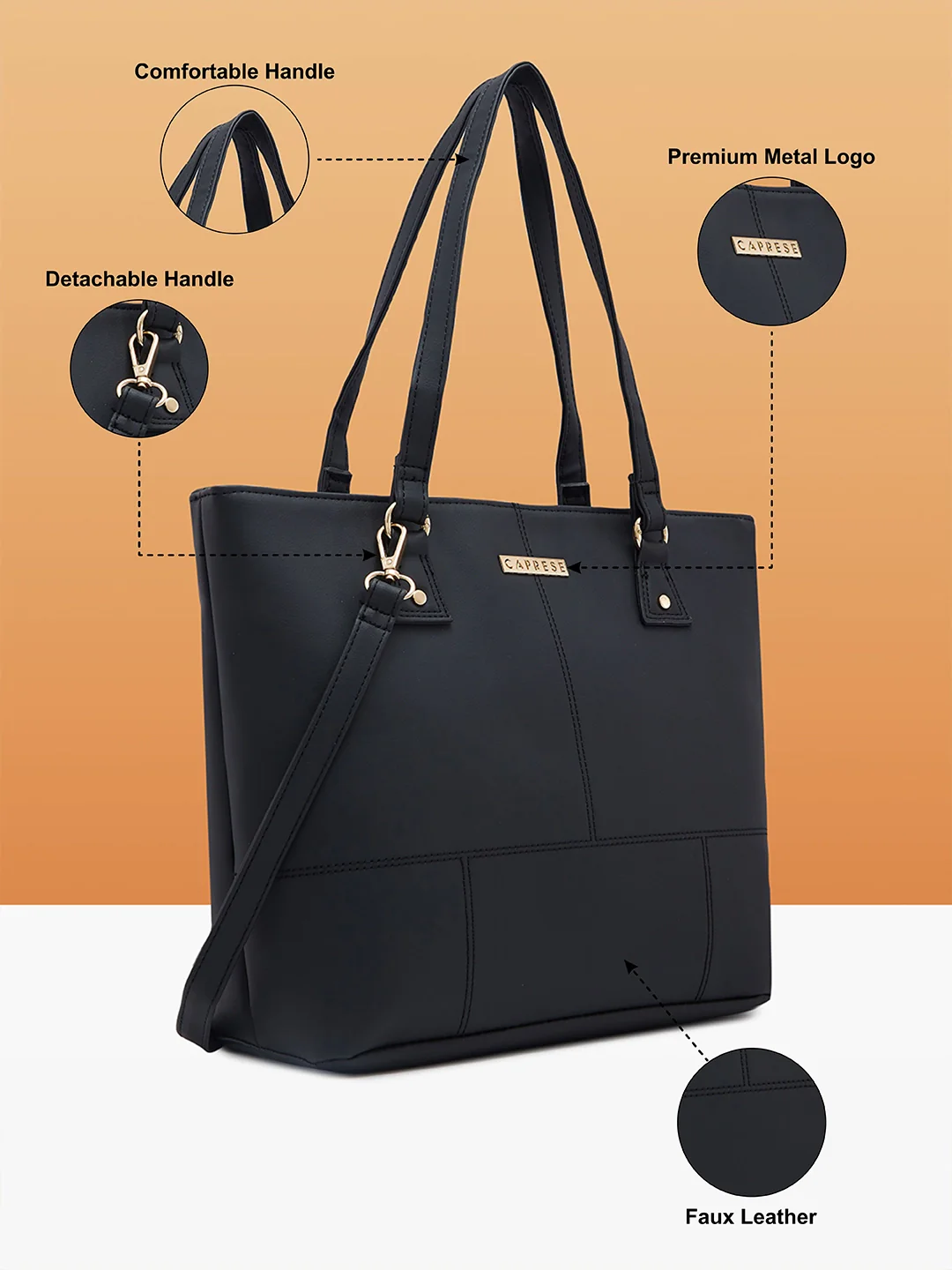 Caprese Blake Medium Black Tote Bag - Image 4