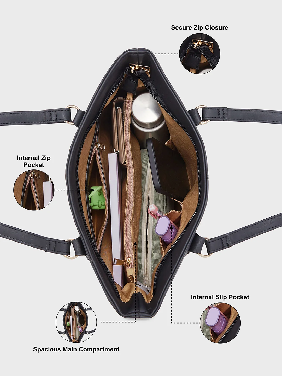 Caprese Blake Medium Black Tote Bag - Image 6