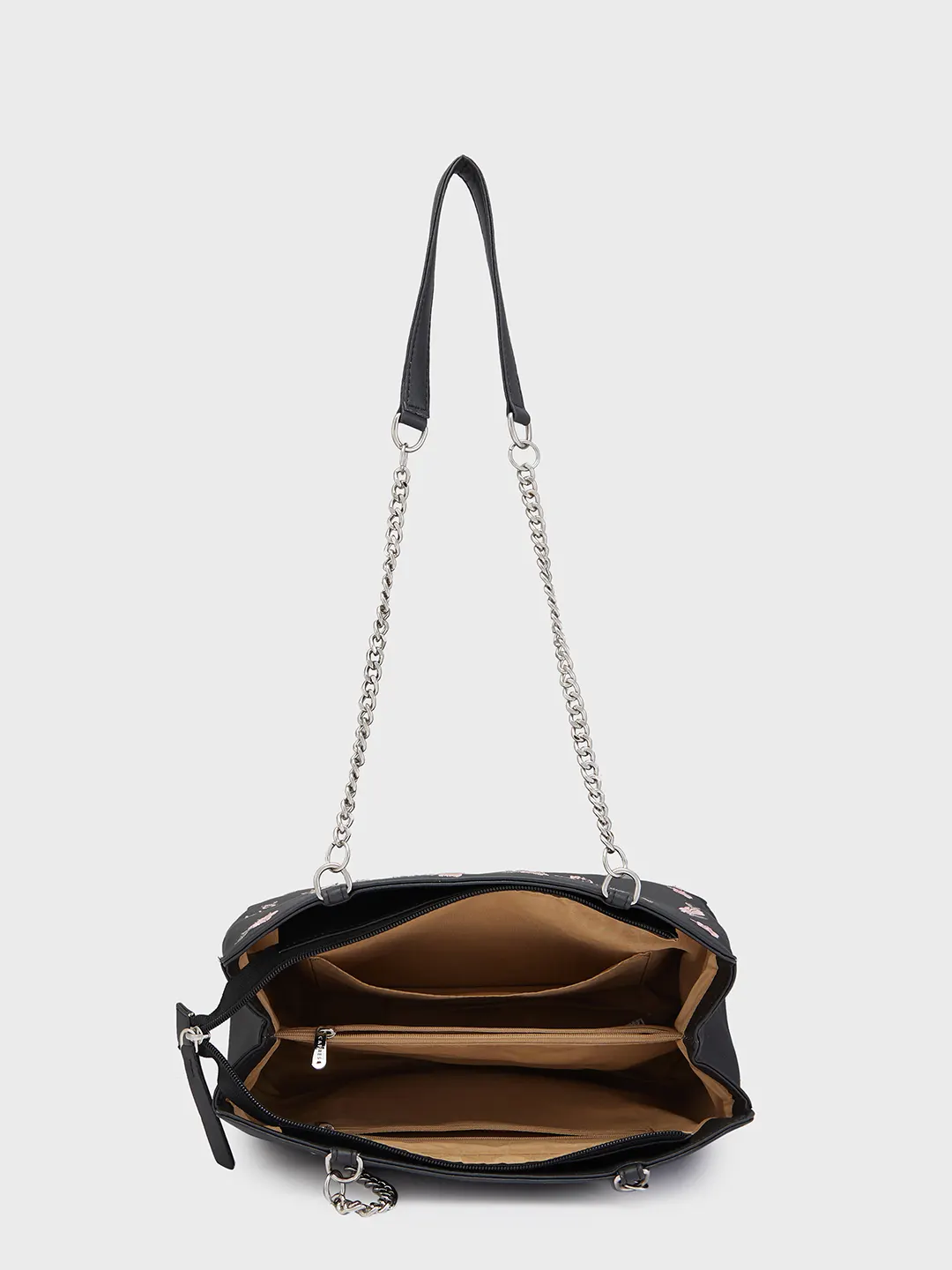 Caprese Bloom Medium Black Satchel Bag - Image 11