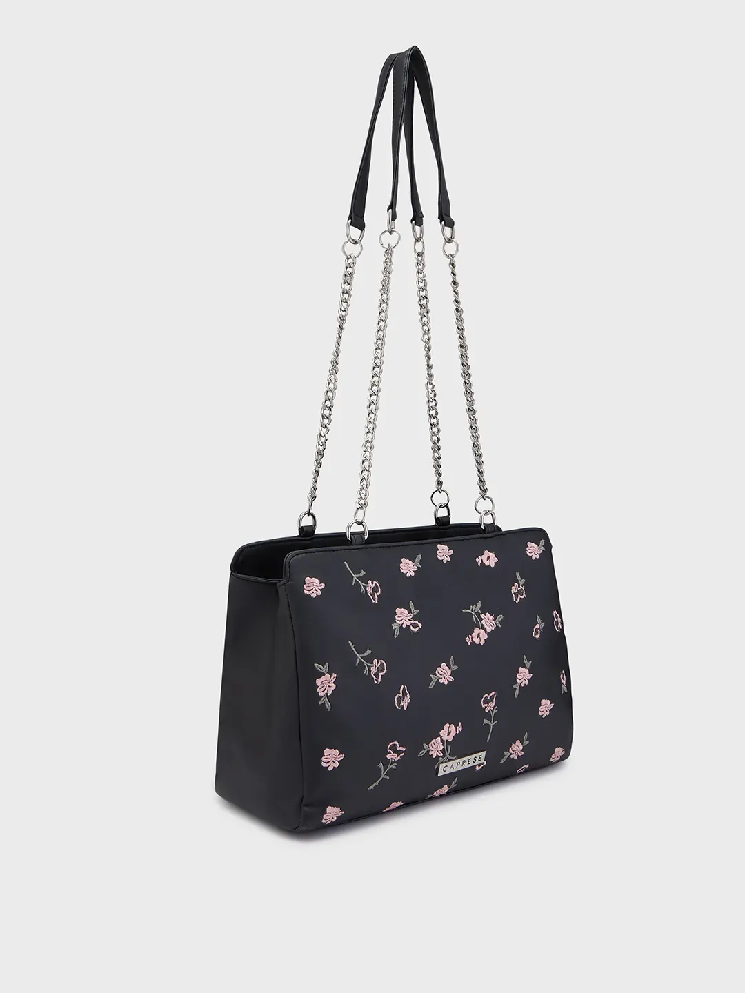 Caprese Bloom Medium Black Satchel Bag - Image 6
