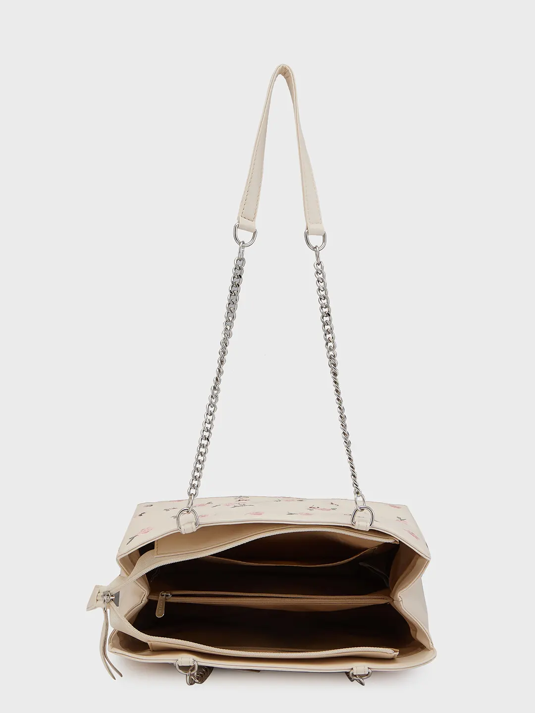 Caprese Bloom Medium Cream Satchel Bag - Image 11