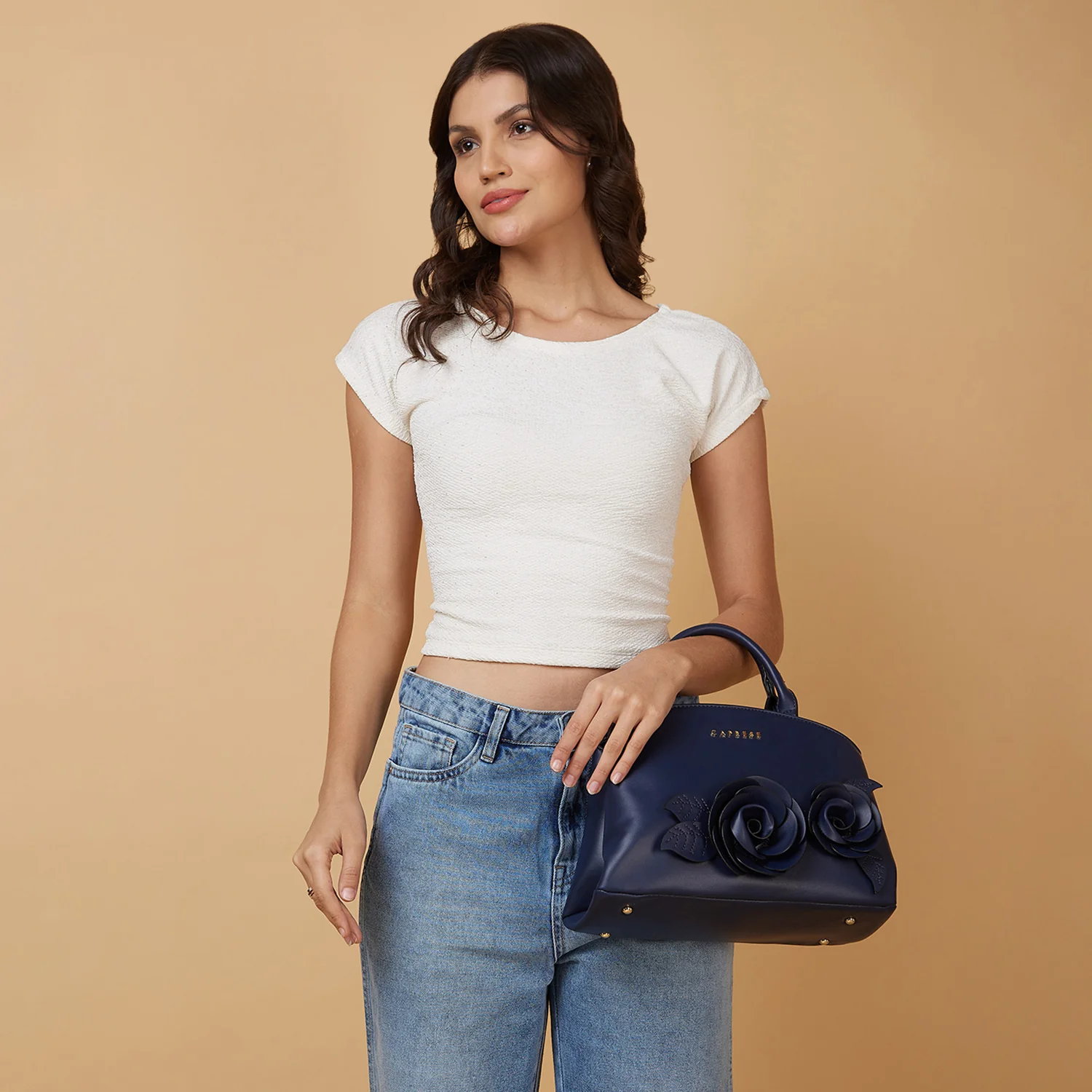 Caprese Bloom Small Navy Satchel Bag - Image 9