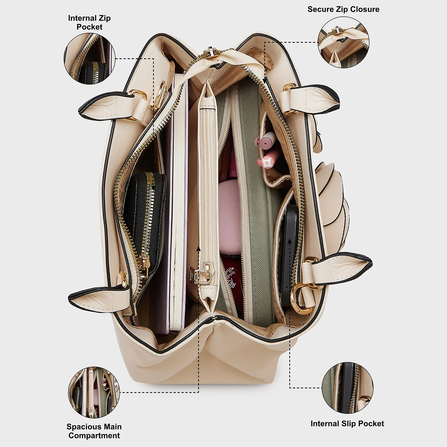 Caprese Bloom Small Off White Satchel Bag - Image 6