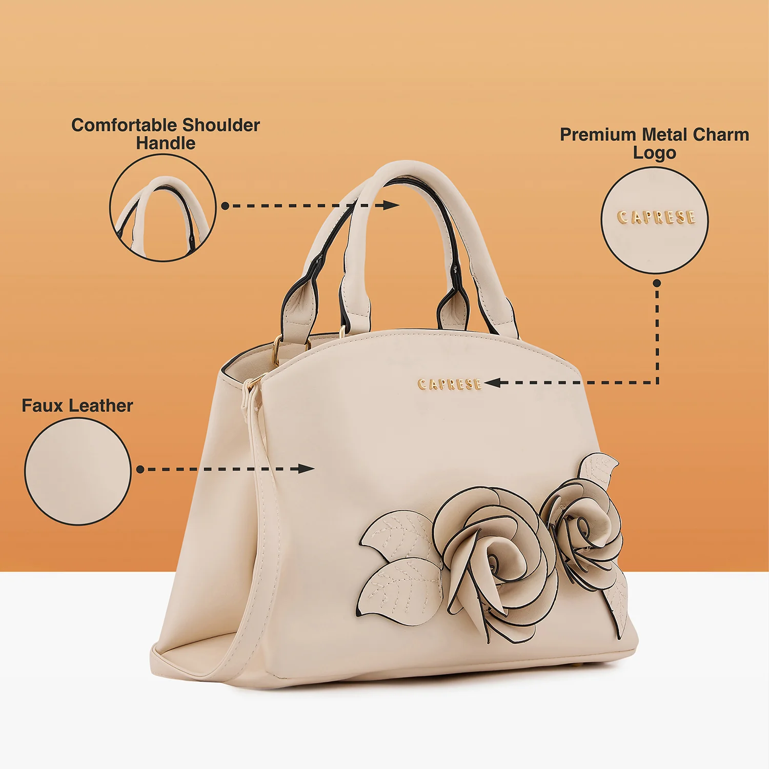 Caprese Bloom Small Off White Satchel Bag - Image 7
