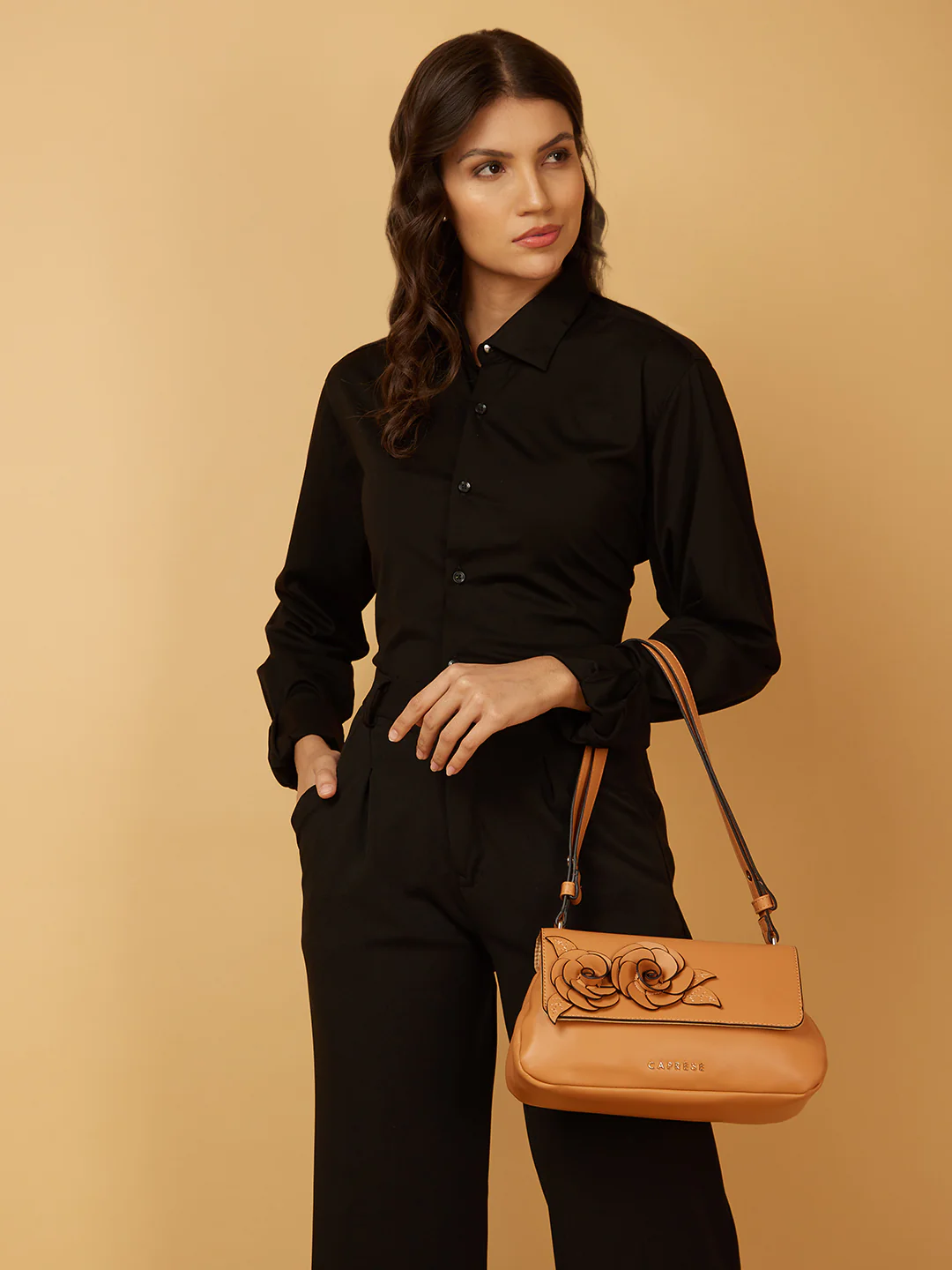 Caprese Bloom Medium Apricot Sling Bag - Image 10