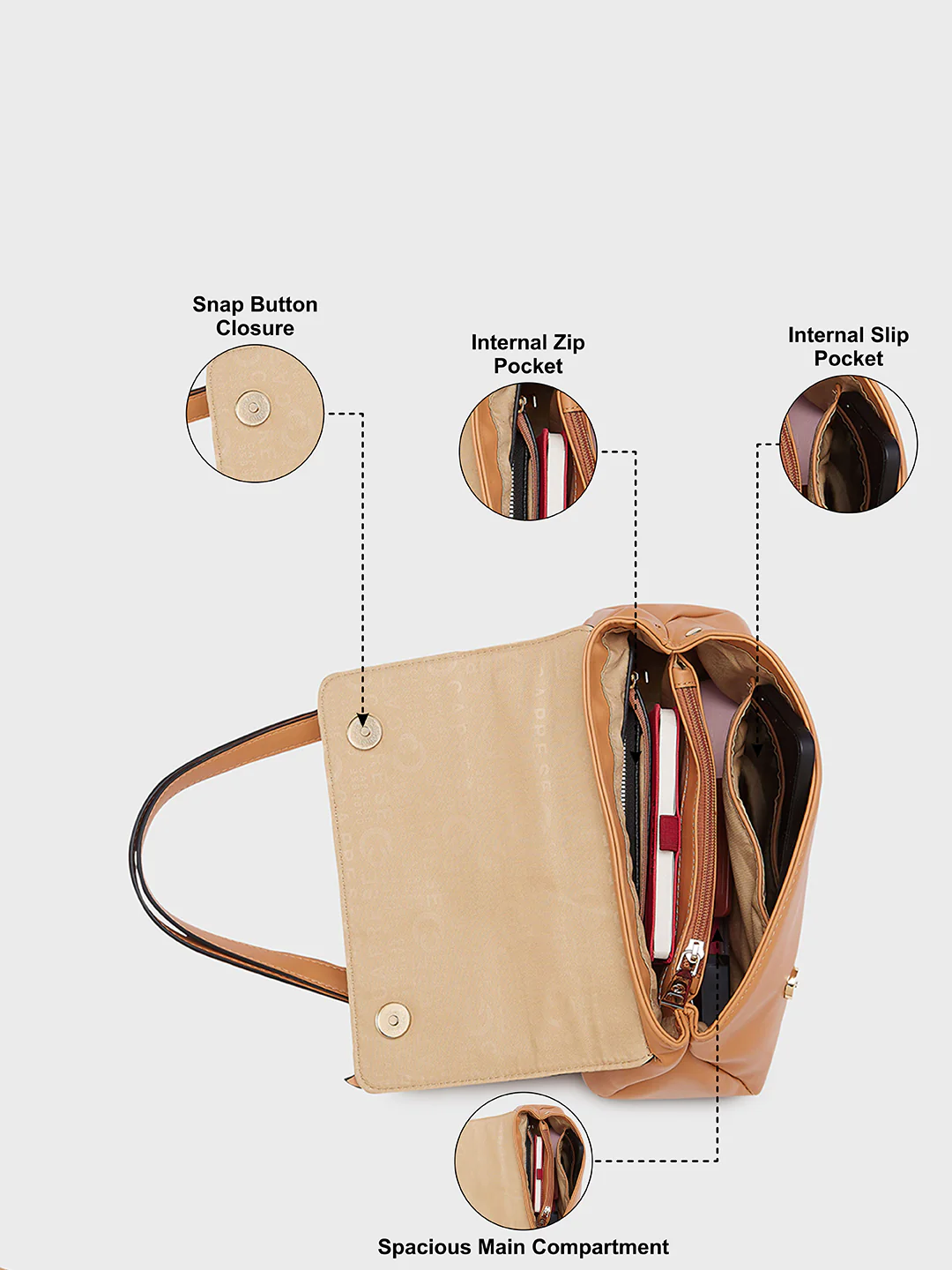 Caprese Bloom Medium Apricot Sling Bag - Image 6