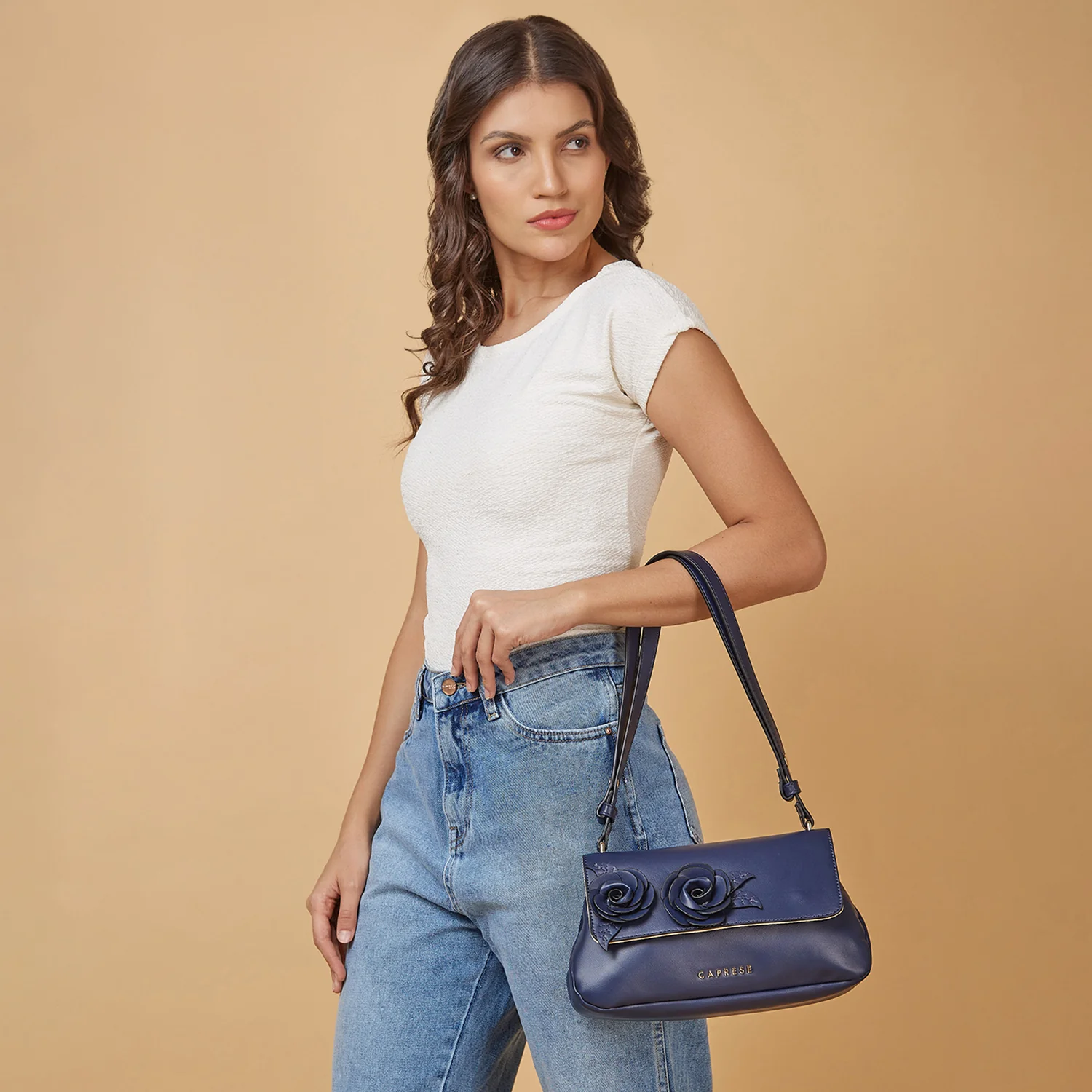 Caprese Bloom Medium Navy Sling Bag - Image 3