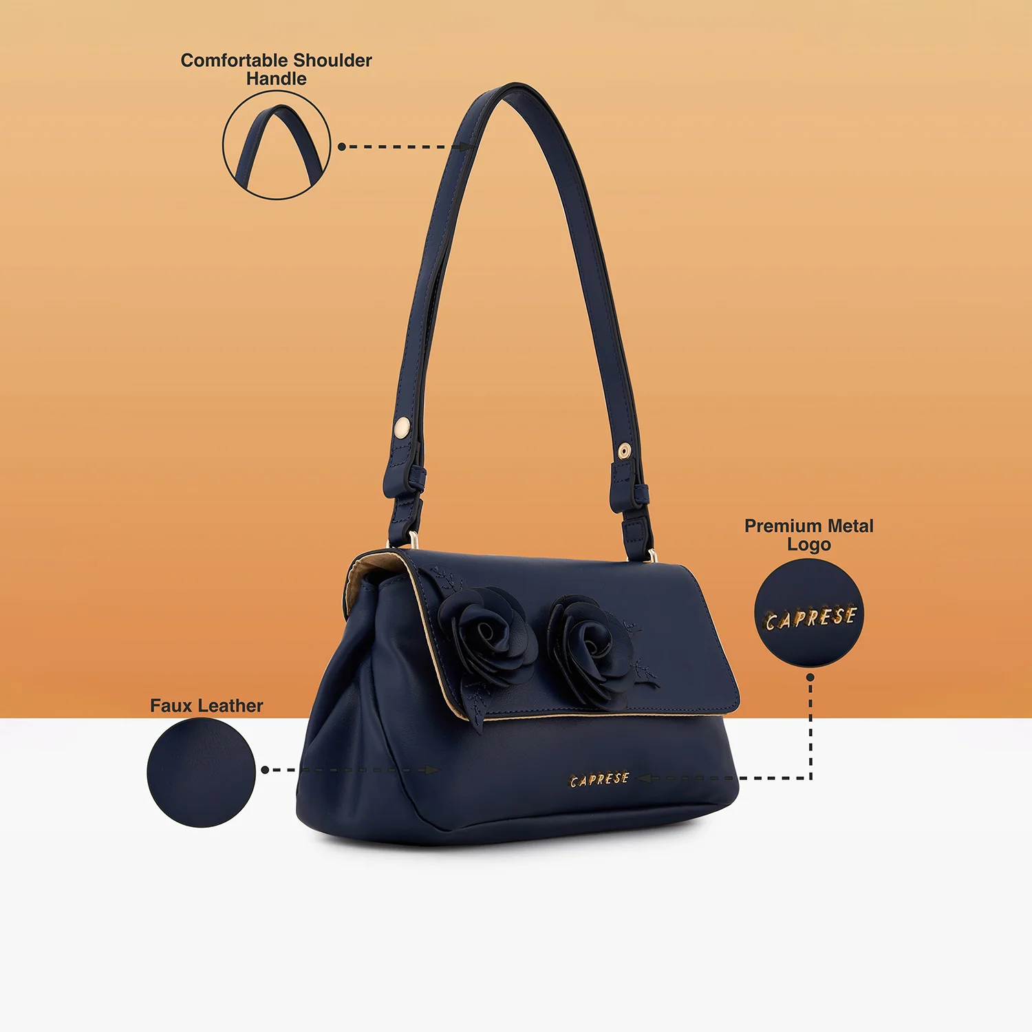 Caprese Bloom Medium Navy Sling Bag - Image 7