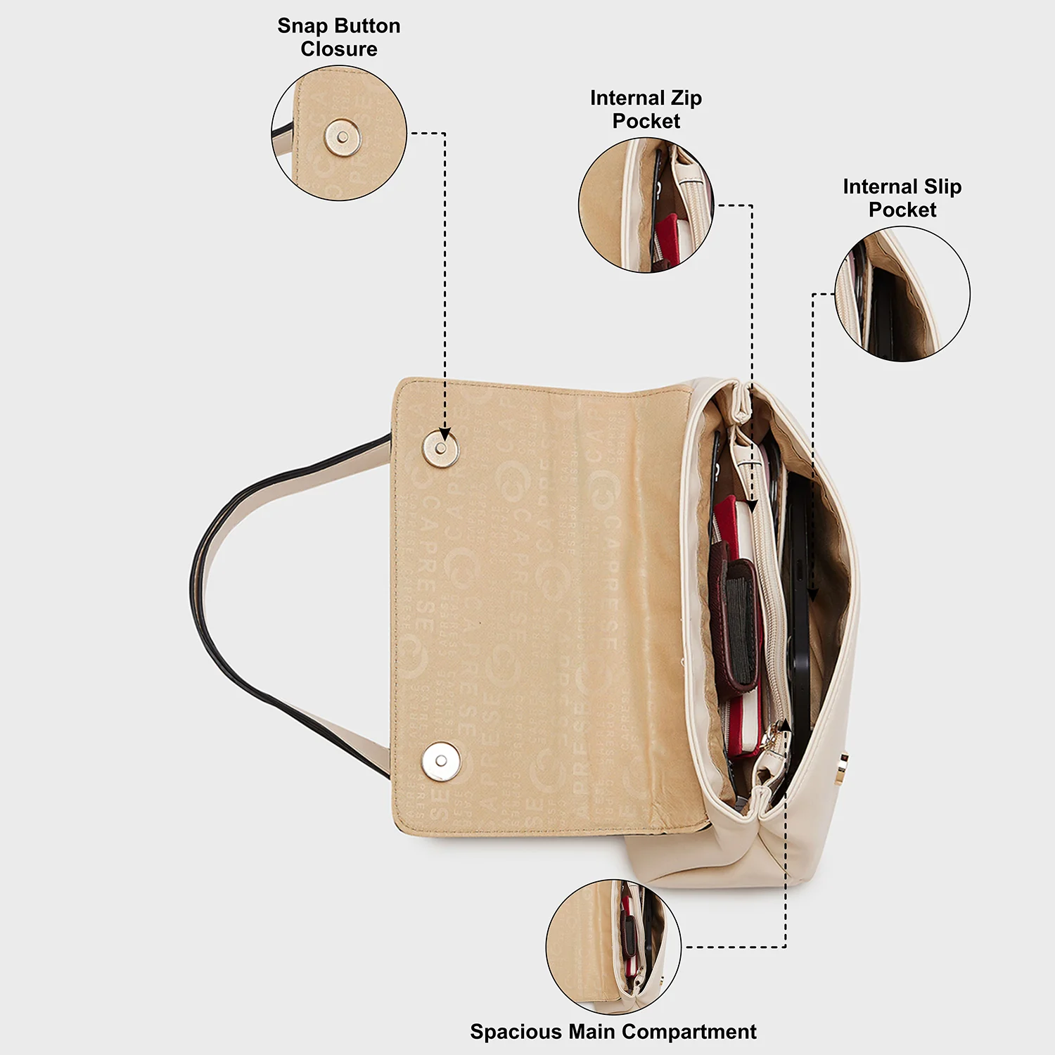 Caprese Bloom Medium Off White Sling Bag - Image 5