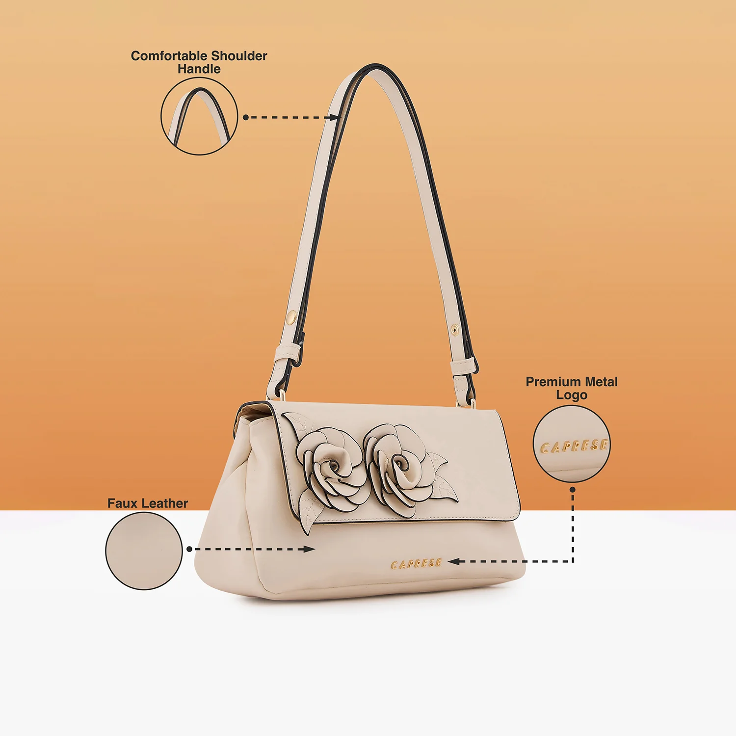 Caprese Bloom Medium Off White Sling Bag - Image 6
